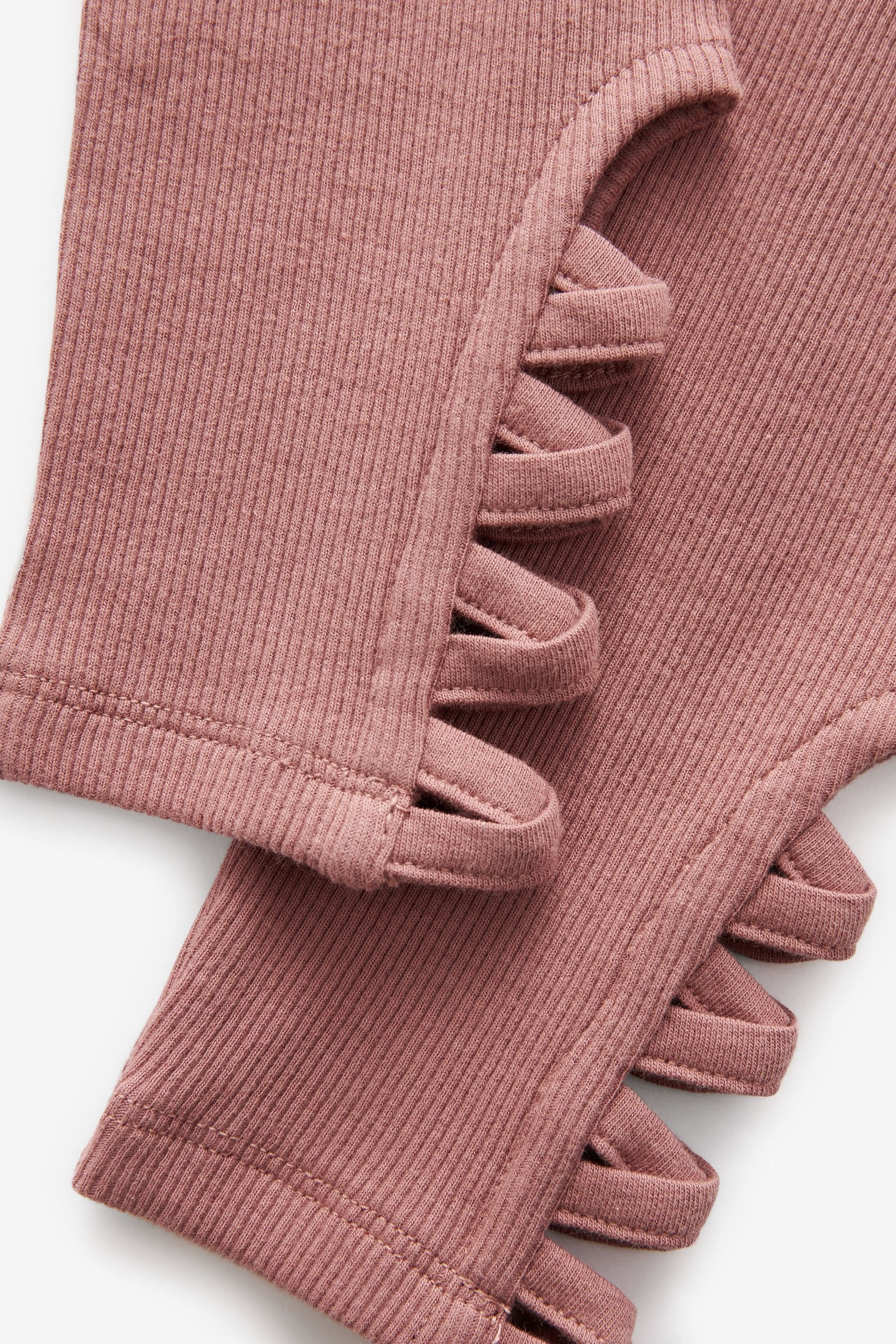 Dusky Pink Ballet Hem Rib Leggings (3-16yrs)