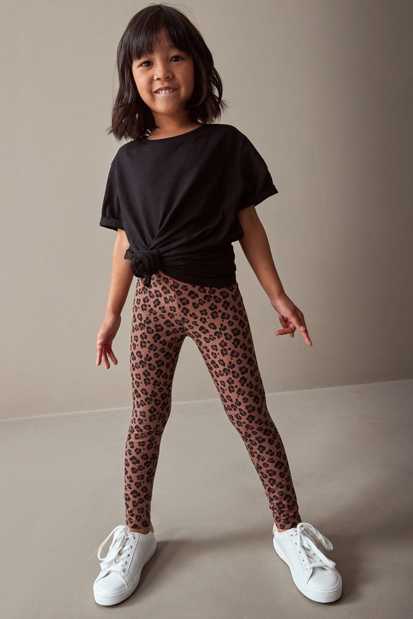 Chocolate Brown Animal Print Leggings (3-16yrs)