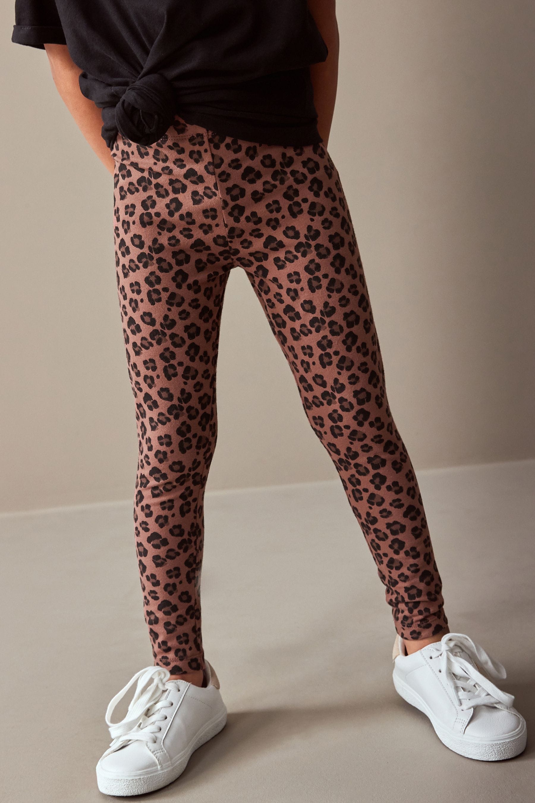 Chocolate Brown Animal Print Leggings (3-16yrs)