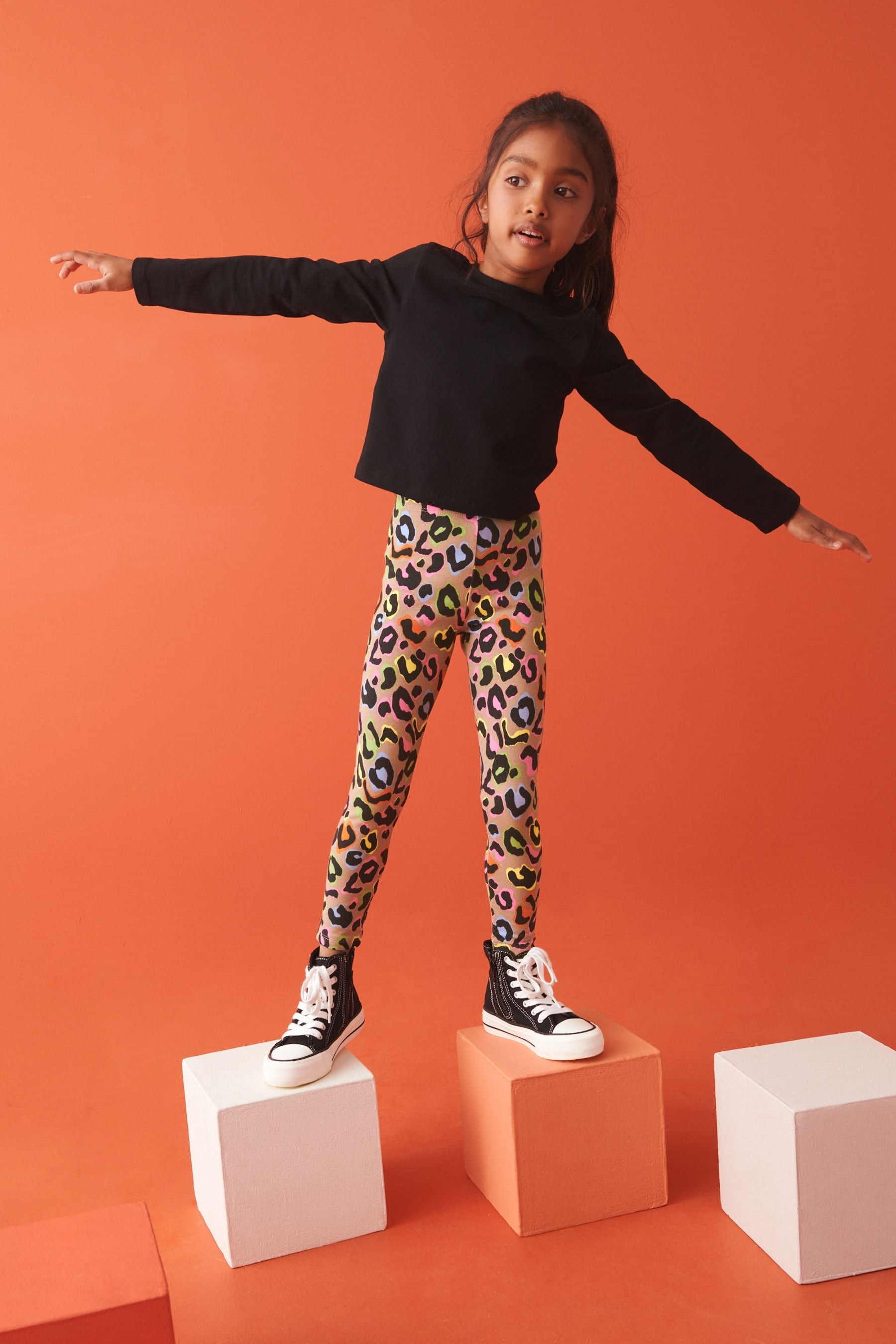 Neutral Bright Animal Print Leggings (3-16yrs)