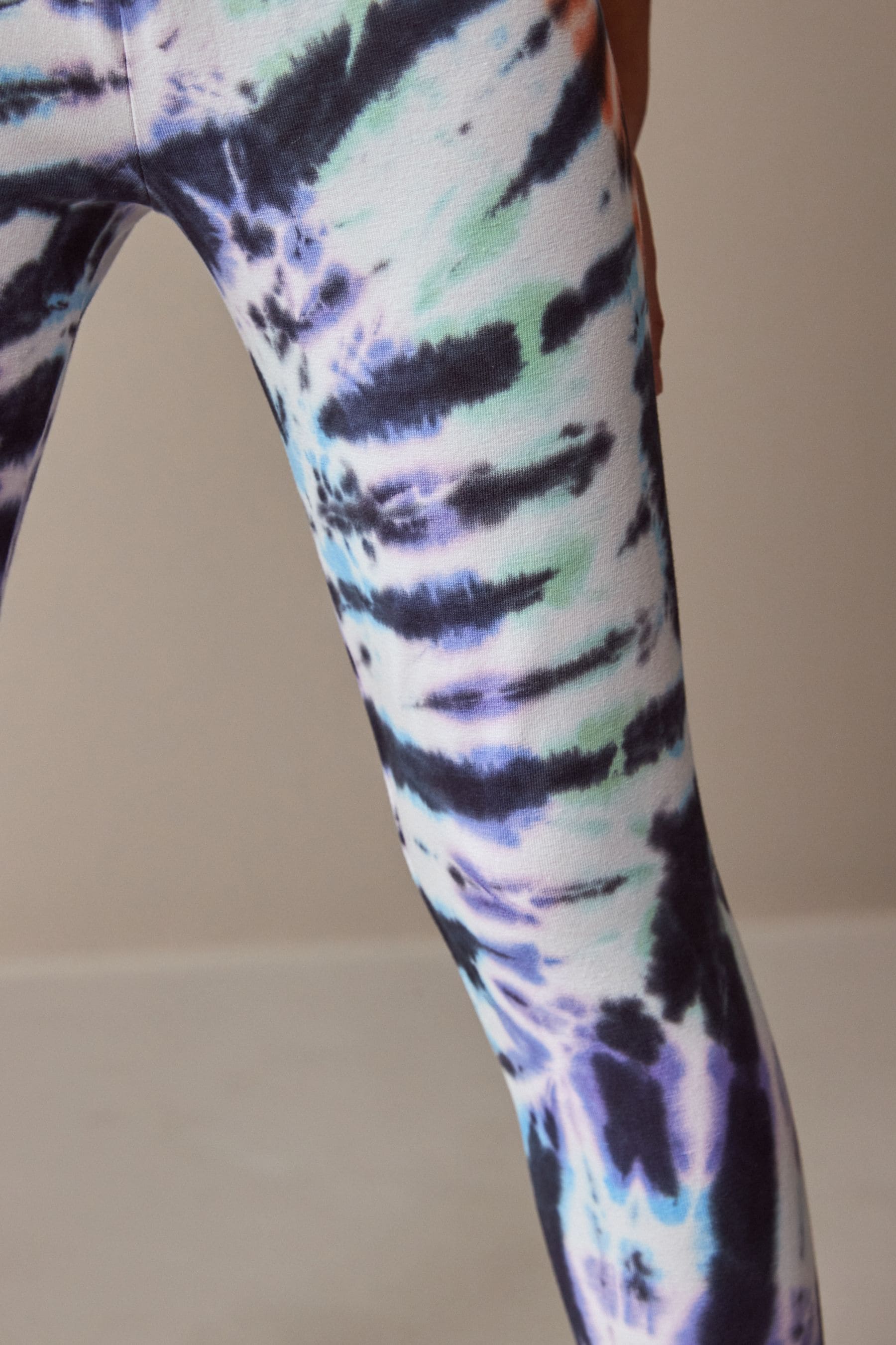 Black/Purple Tie Dye Printed Leggings (3-16yrs)