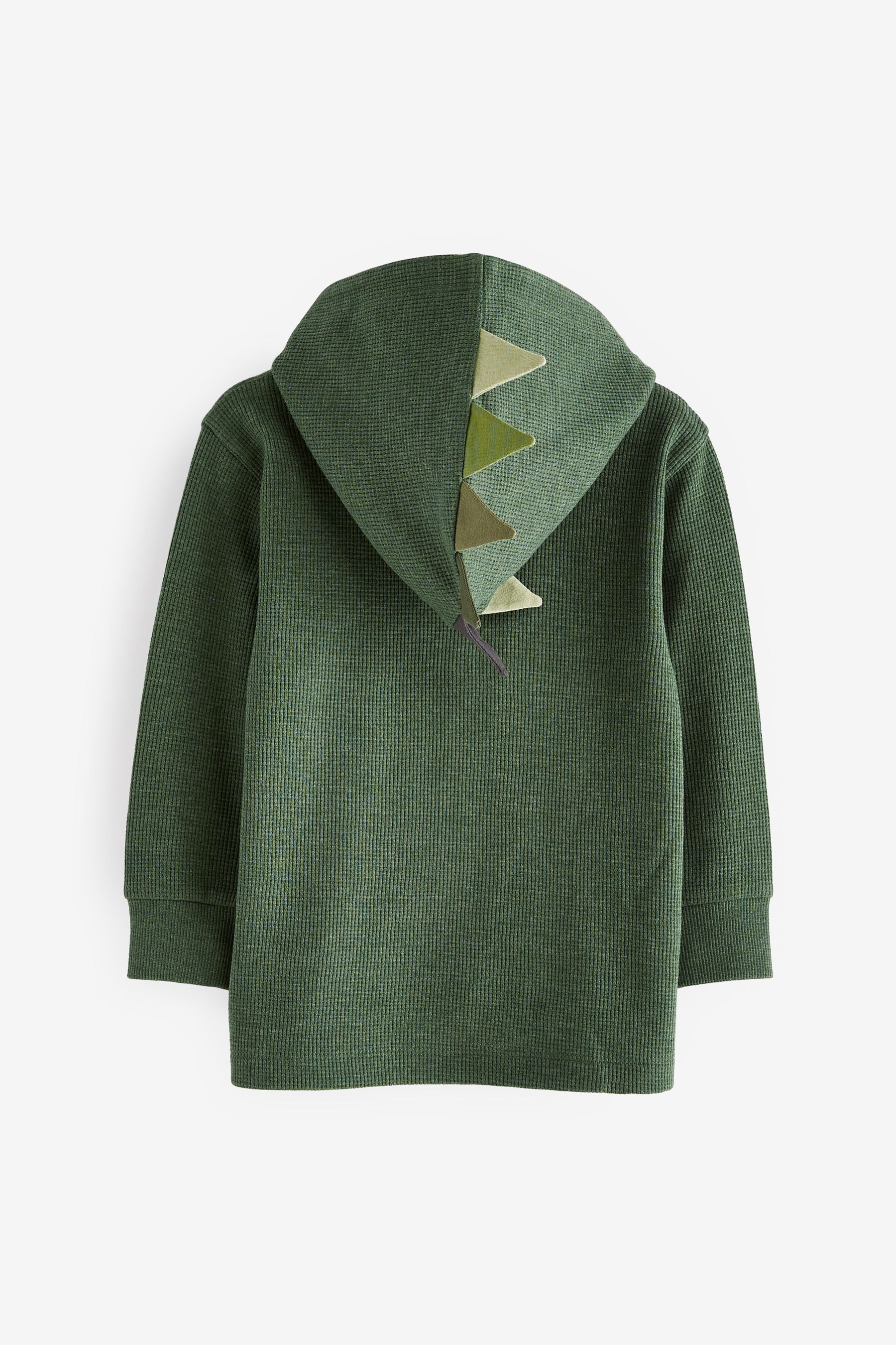 Khaki Green Textured Jersey Dino Spikes Hoodie (3mths-10yrs)