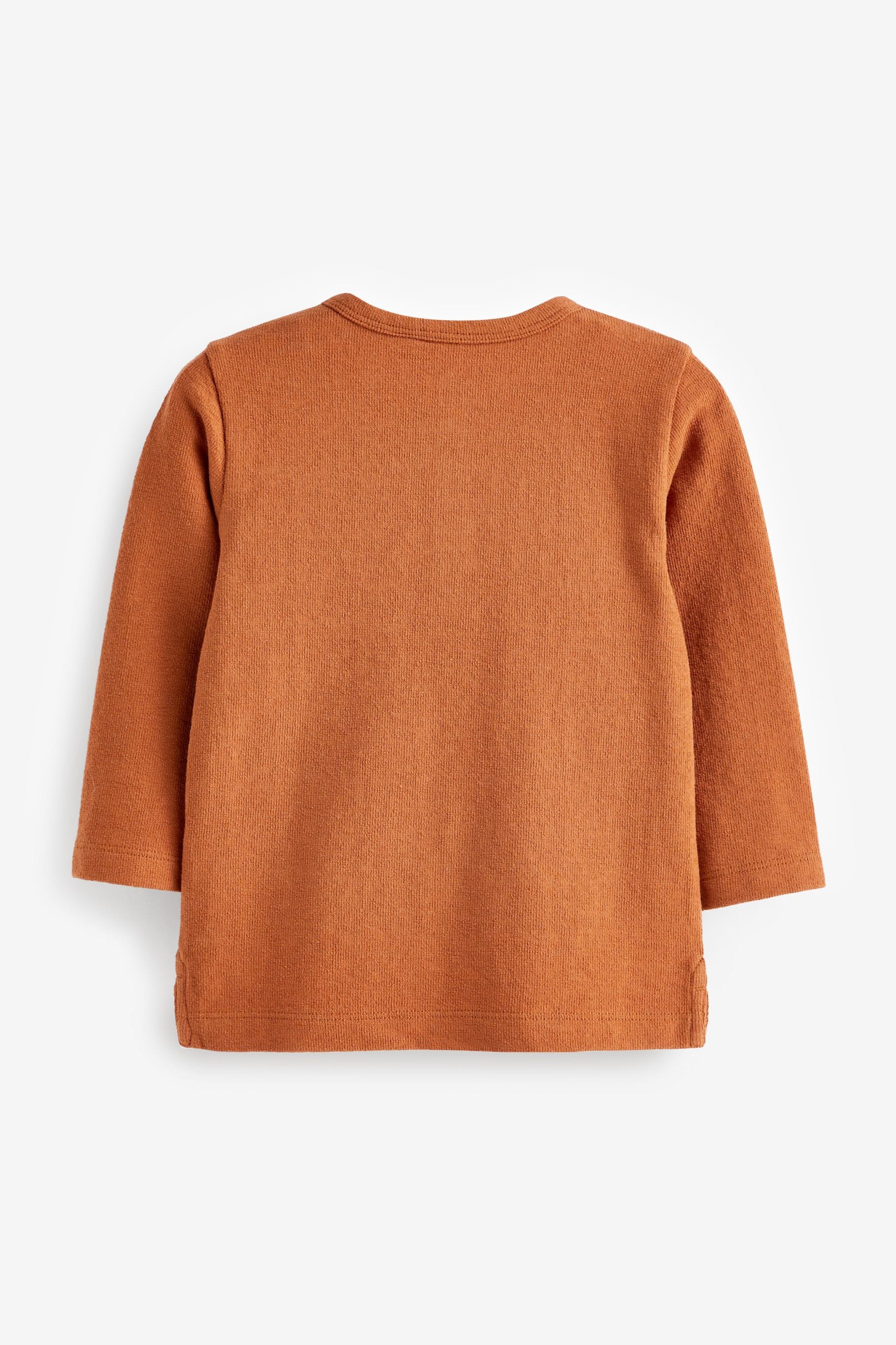 Rust Brown Long Sleeve Henley Neck T-Shirt (3mths-7yrs)