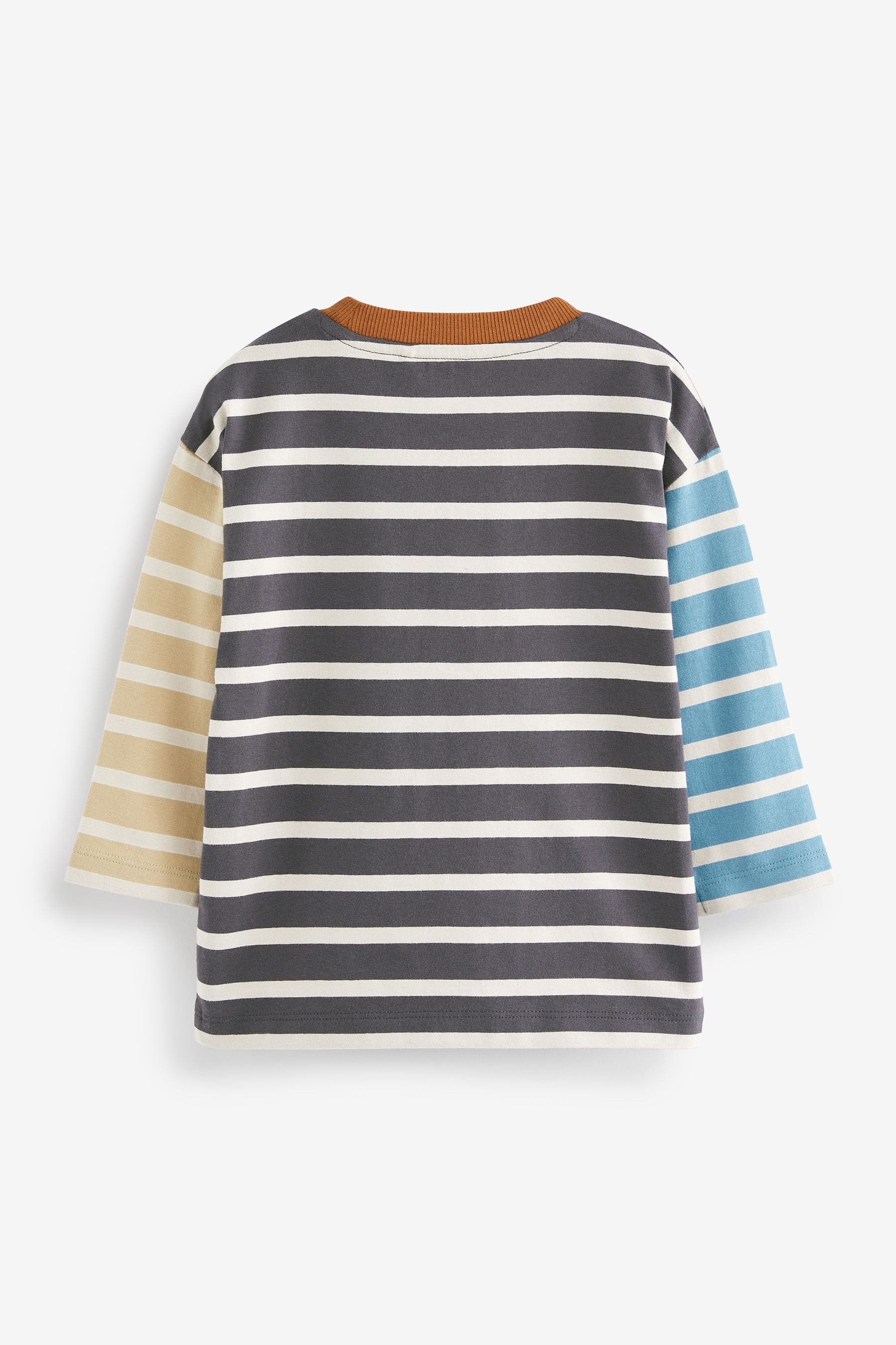 Navy Stripe Long Sleeve Colourblock Pocket T-Shirt (3mths-7yrs)