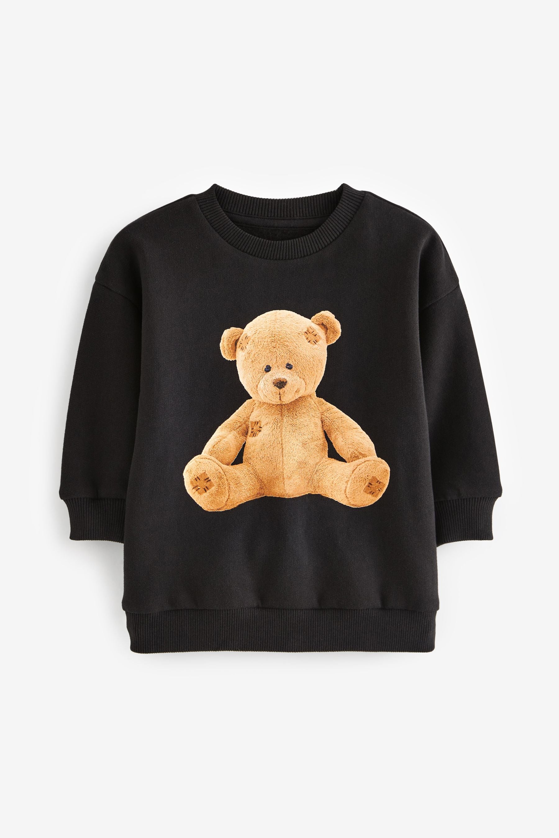 Black Photographic Bear Character Crew Neck Sweatshirt (3mths-7yrs)