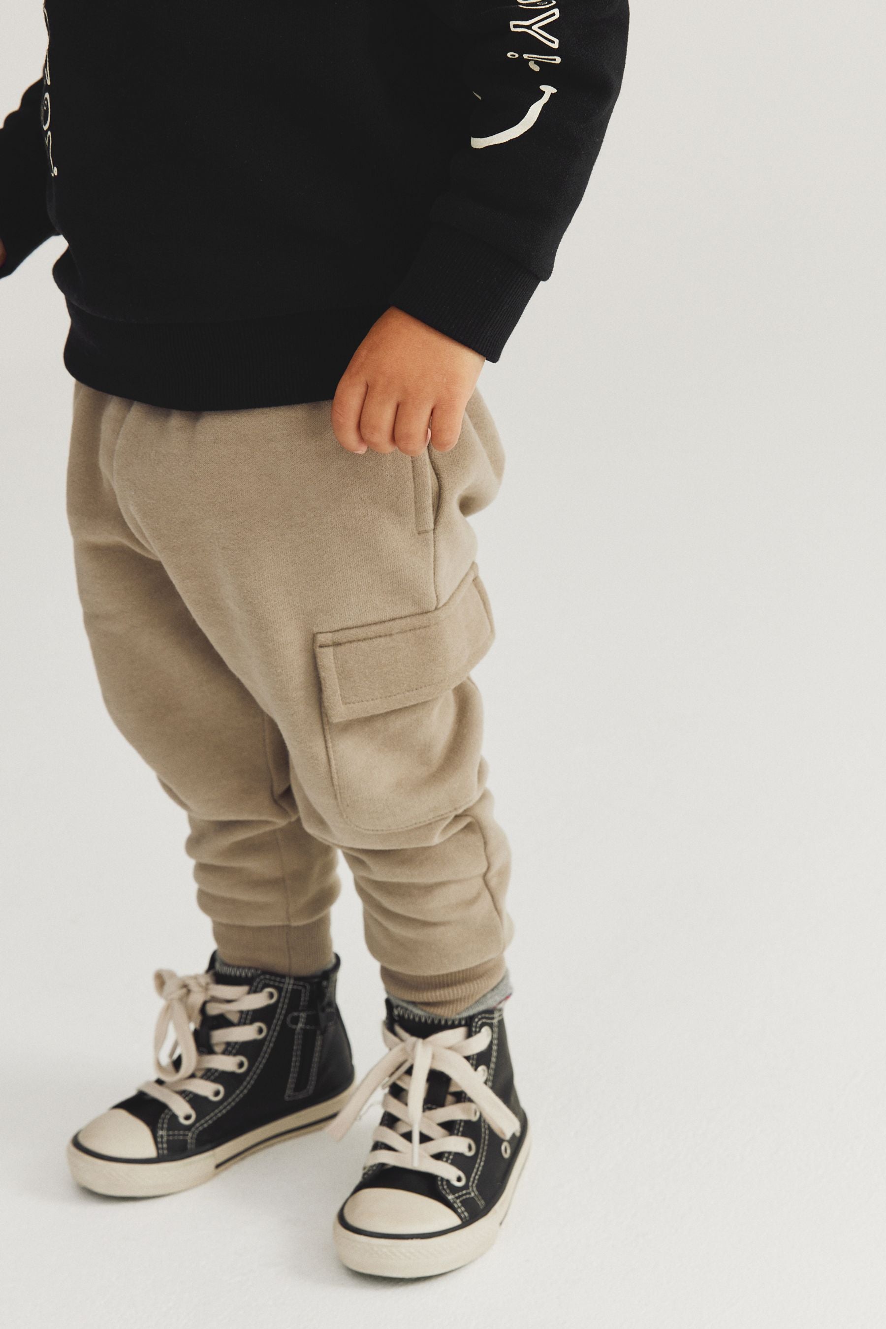 Black Slogan Character Hoodie And Joggers Set (3mths-7yrs)