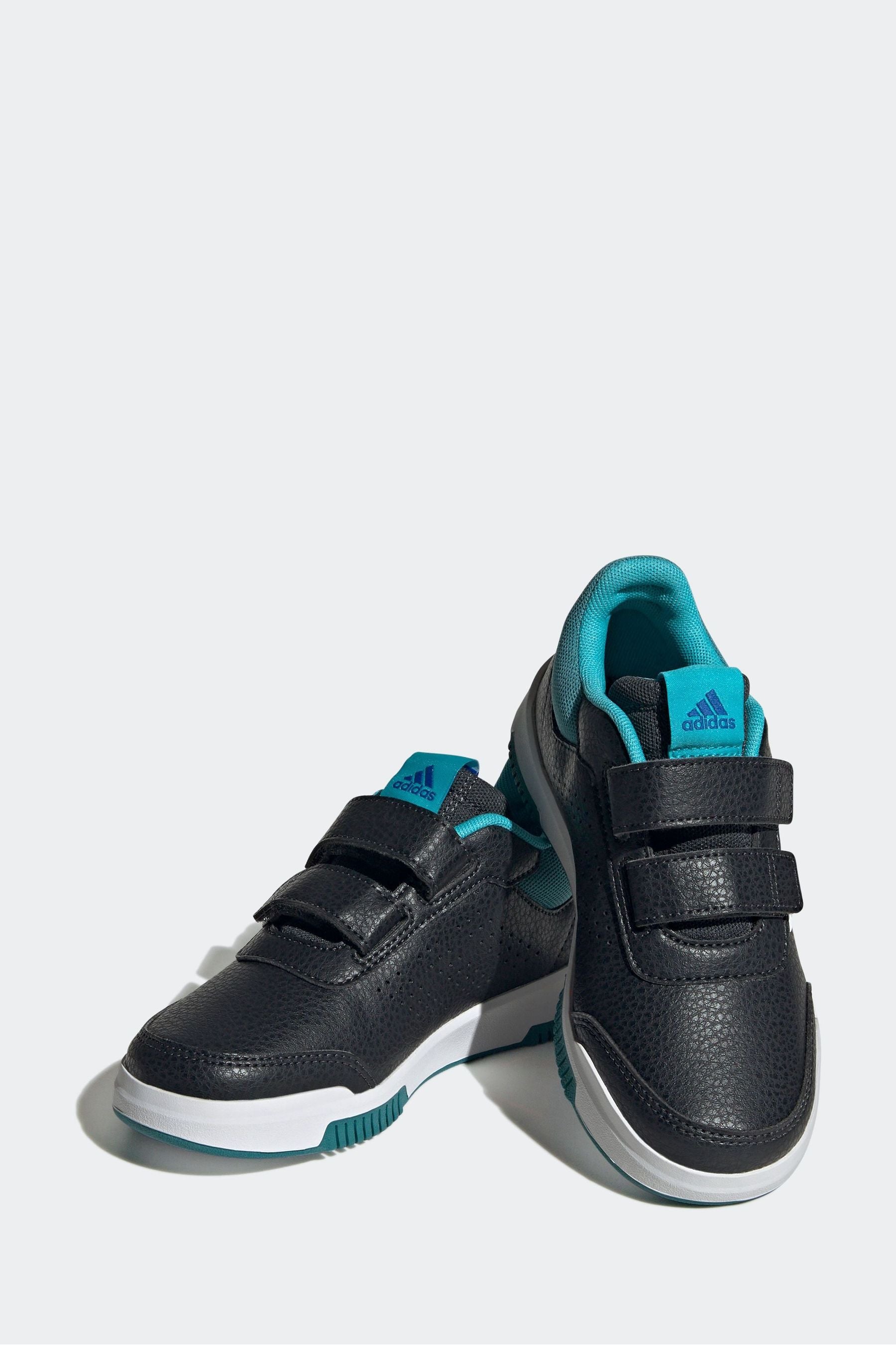 Black/Teal adidas Kids Sportswear Tensaur Hook And Loop Trainers