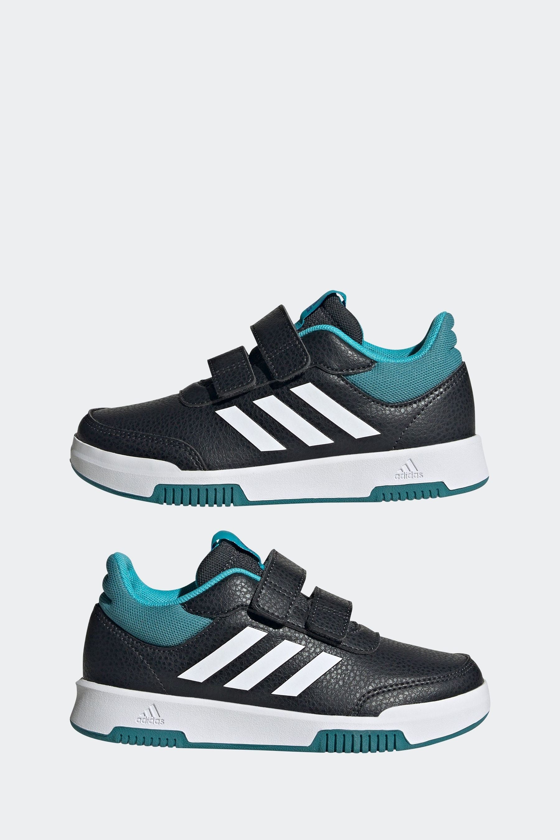 Black/Teal adidas Kids Sportswear Tensaur Hook And Loop Trainers