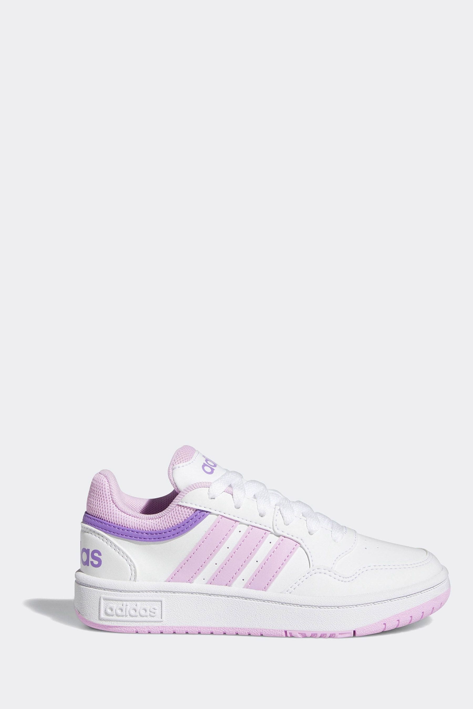 White/purple adidas Hoops Trainers