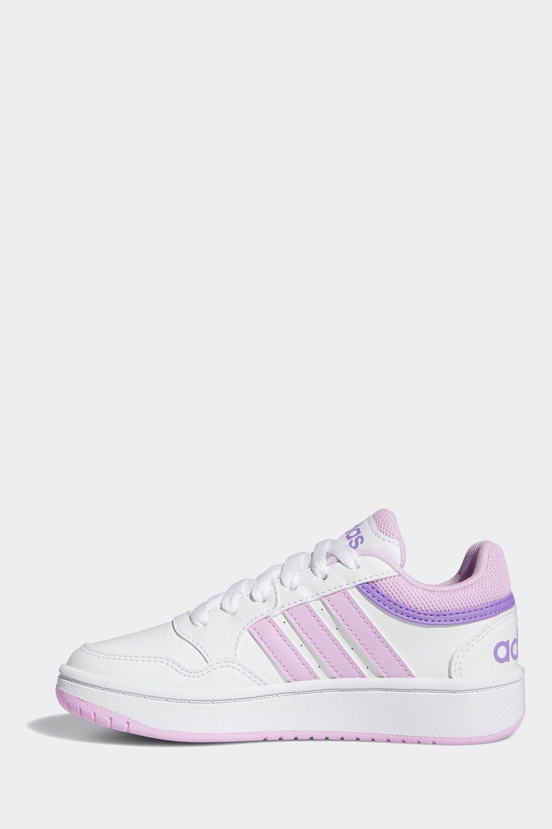 White/purple adidas Hoops Trainers