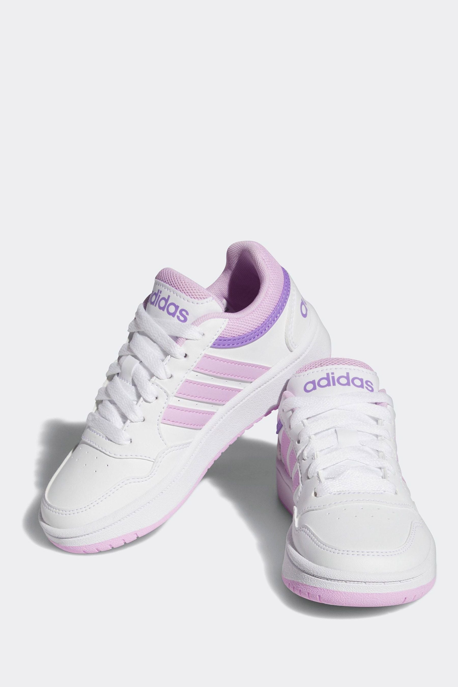 White/purple adidas Hoops Trainers