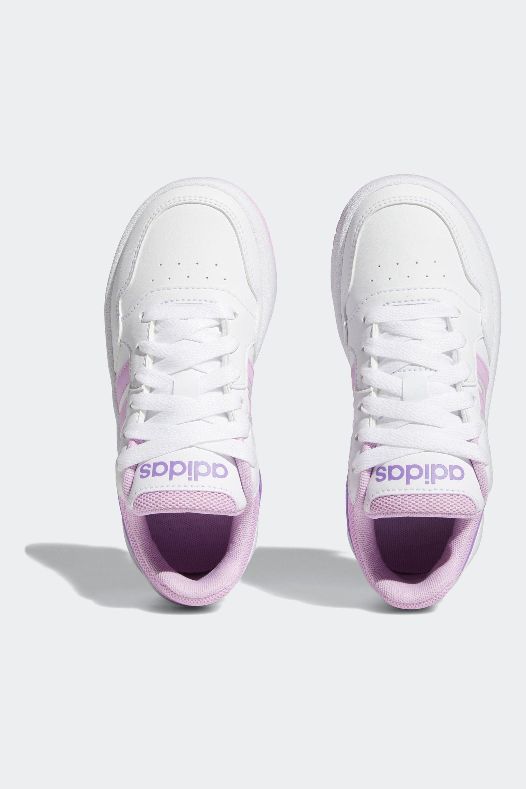 White/purple adidas Hoops Trainers