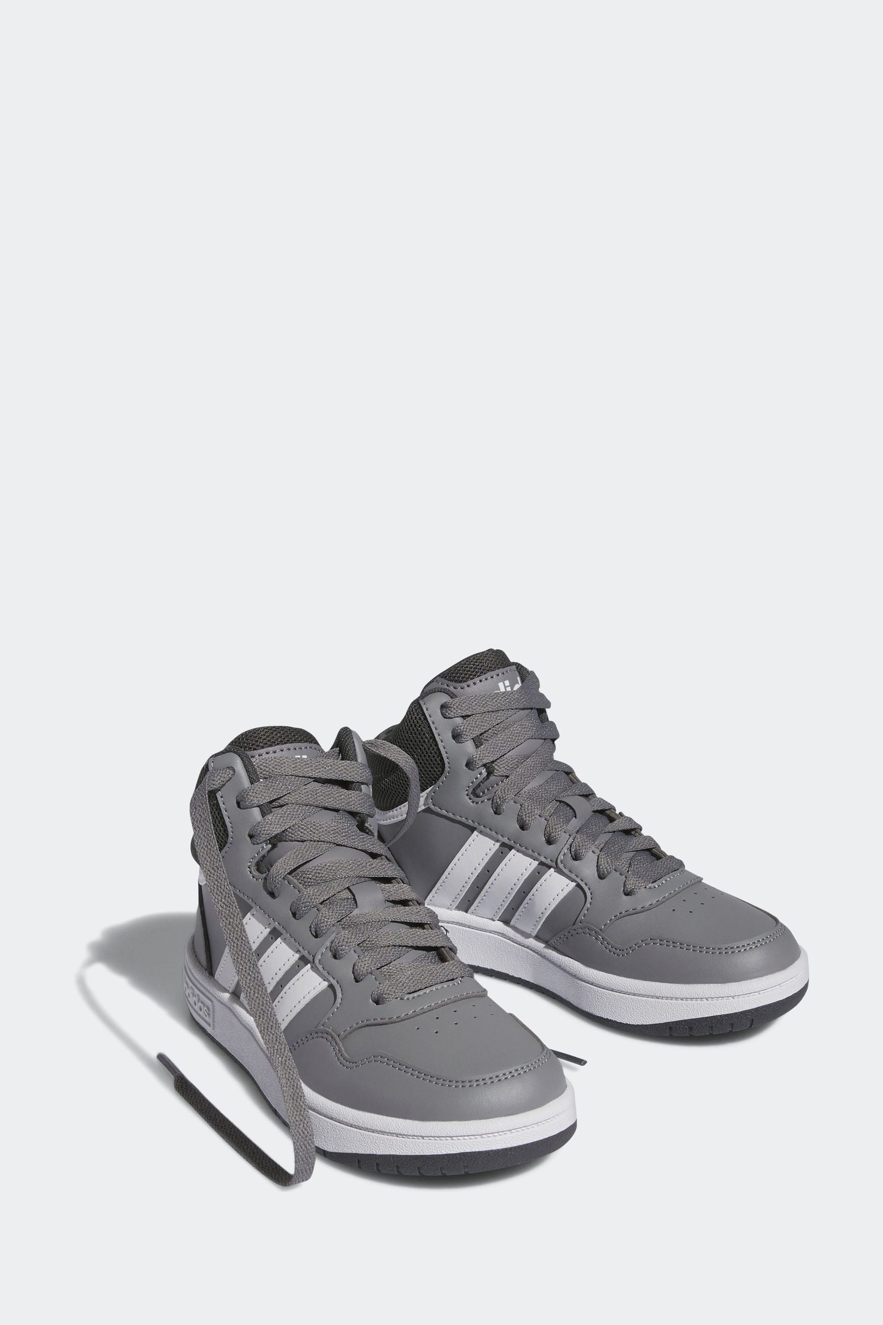 adidas Grey White Hoops Mid Shoes