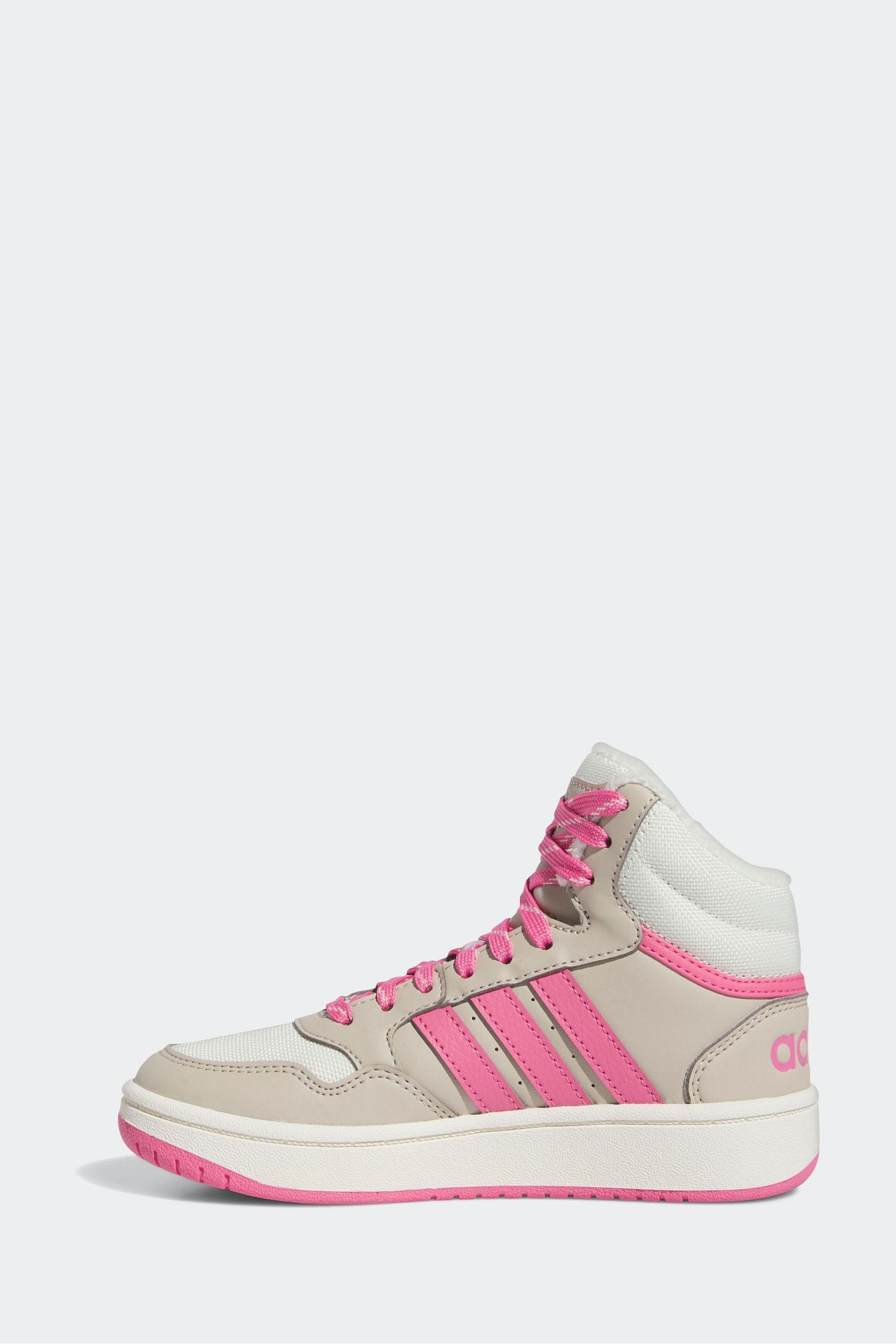 Beige/Pink adidas Kids Sportswear Hoops Mid 3.0 Trainers