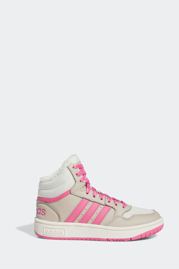 adidas Beige/Pink Kids Sportswear Hoops Mid 3.0 Trainers