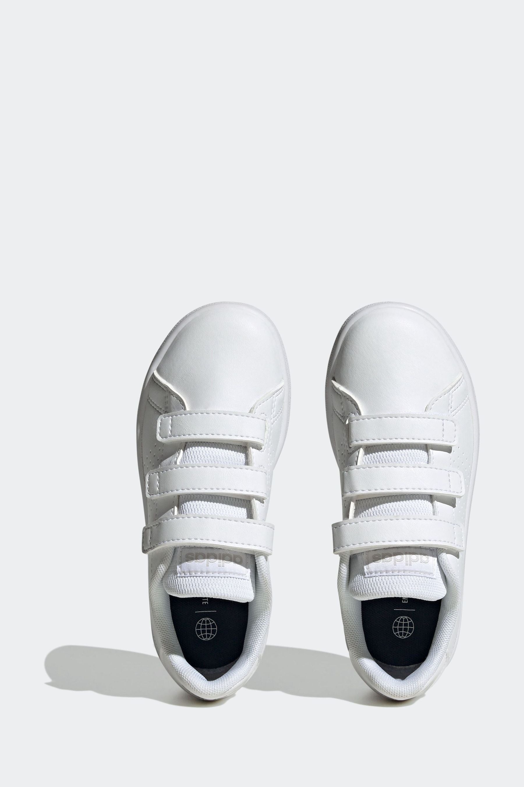 adidas White Sportswear Advantage Court Lifestyle Hook And Loop Trainers