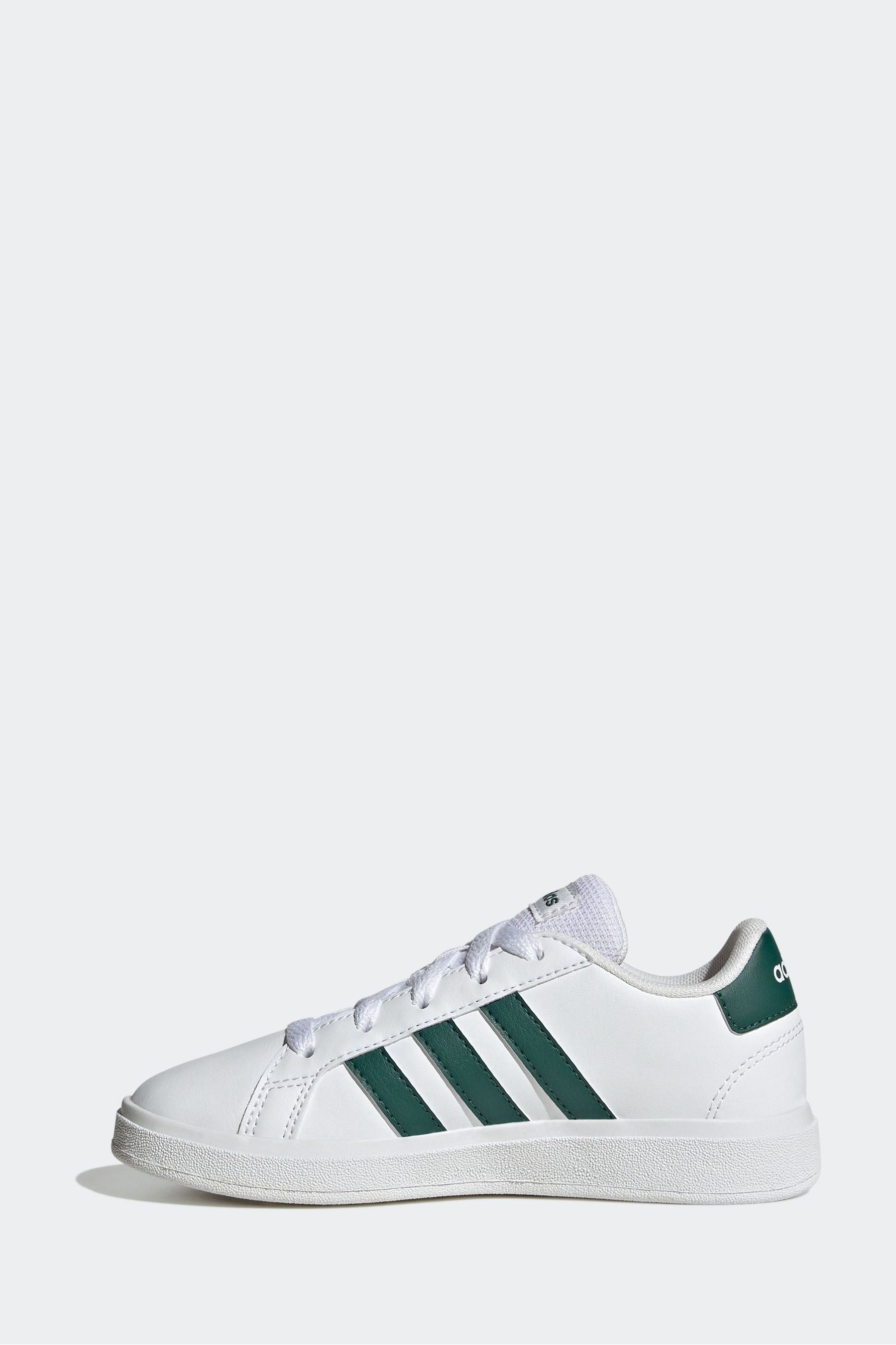 White/Green adidas Kids Sportswear Grand Court Lifestyle Tennis Lace-Up Trainers