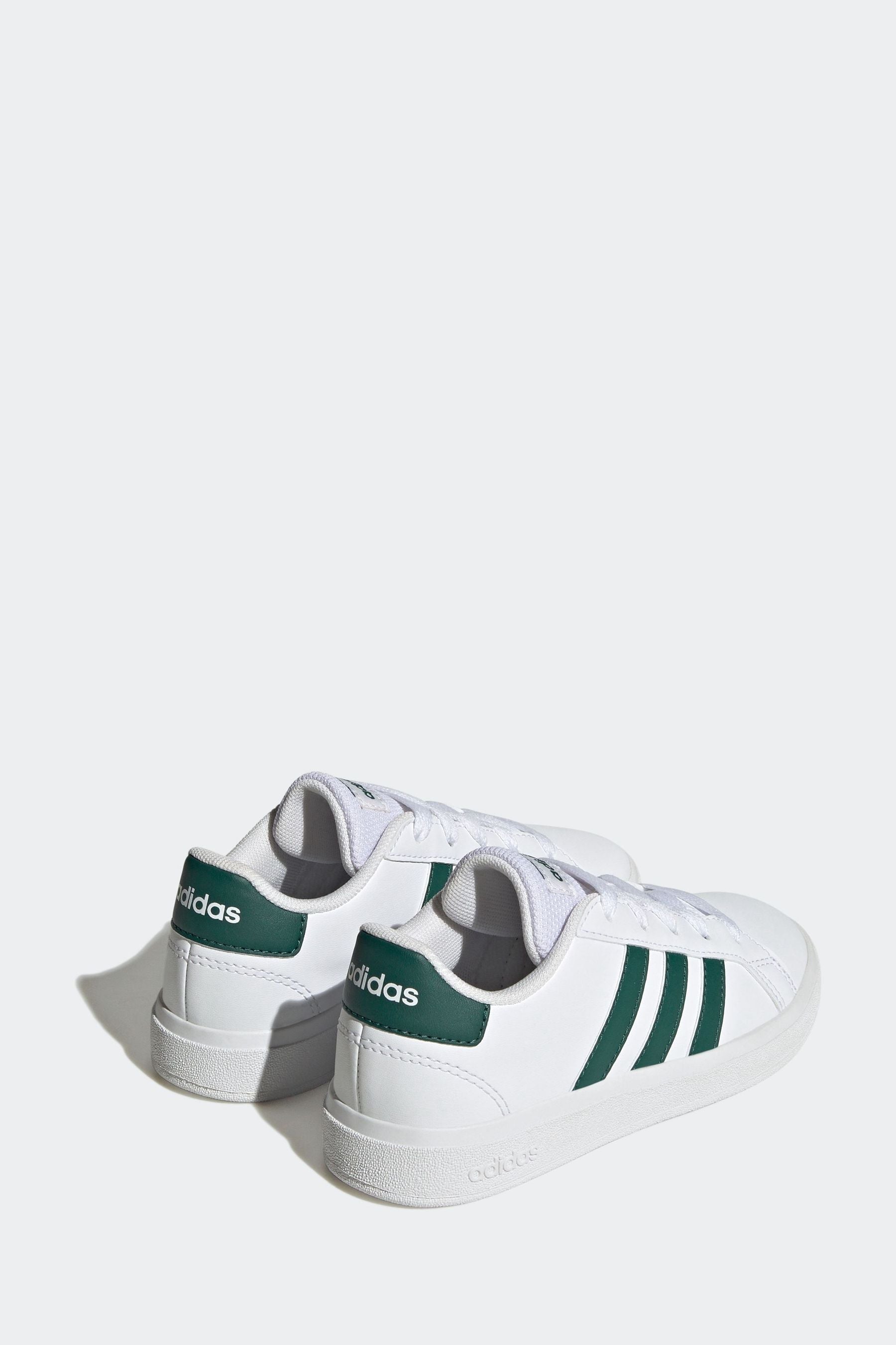 White/Green adidas Kids Sportswear Grand Court Lifestyle Tennis Lace-Up Trainers