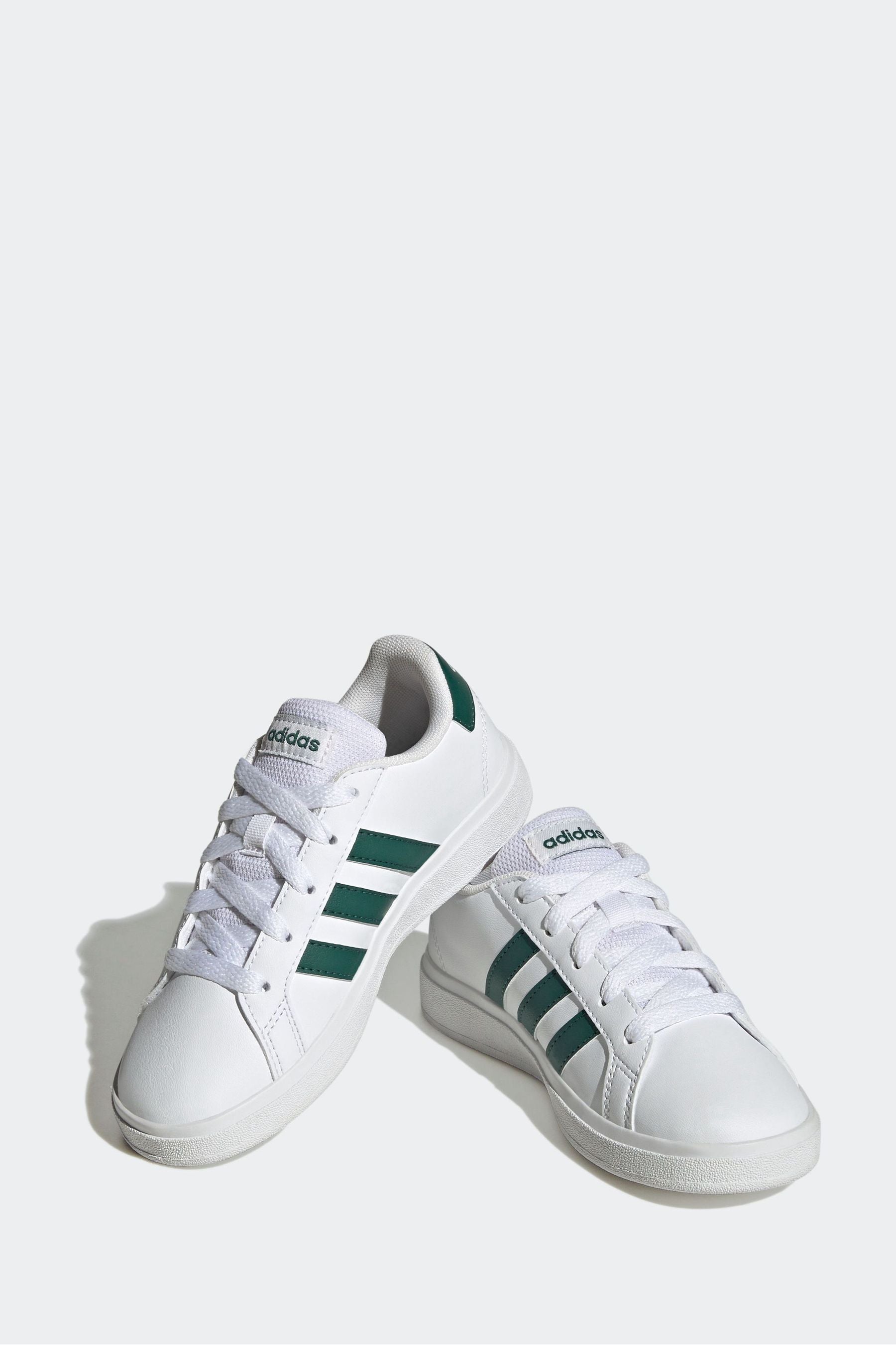 White/Green adidas Kids Sportswear Grand Court Lifestyle Tennis Lace-Up Trainers