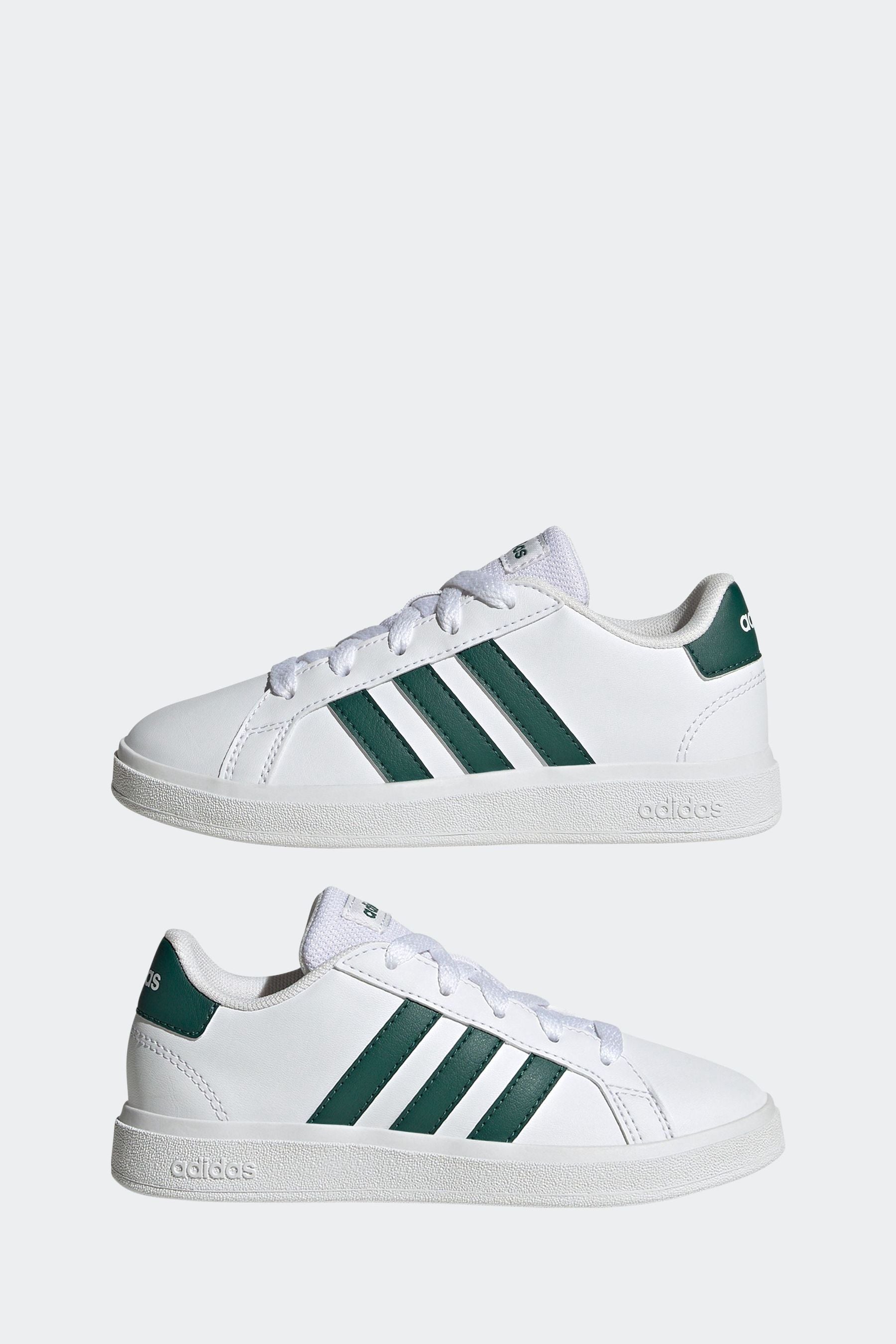 White/Green adidas Kids Sportswear Grand Court Lifestyle Tennis Lace-Up Trainers