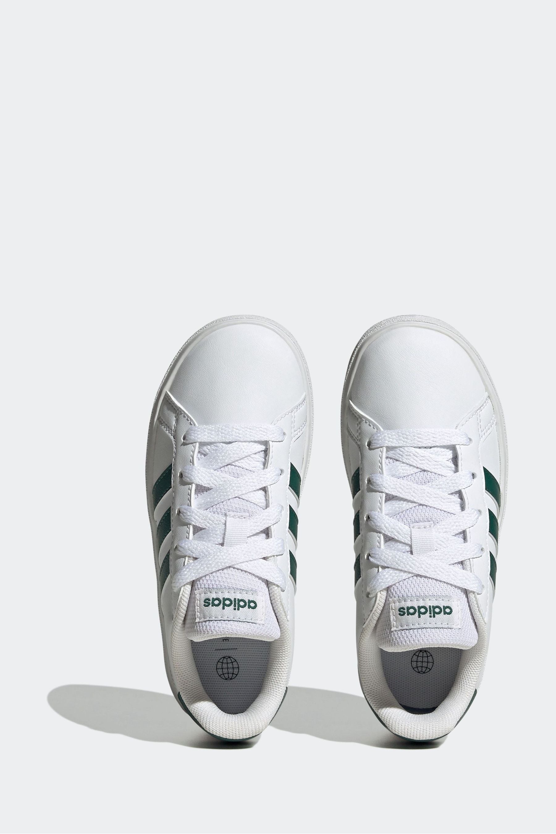 White/Green adidas Kids Sportswear Grand Court Lifestyle Tennis Lace-Up Trainers