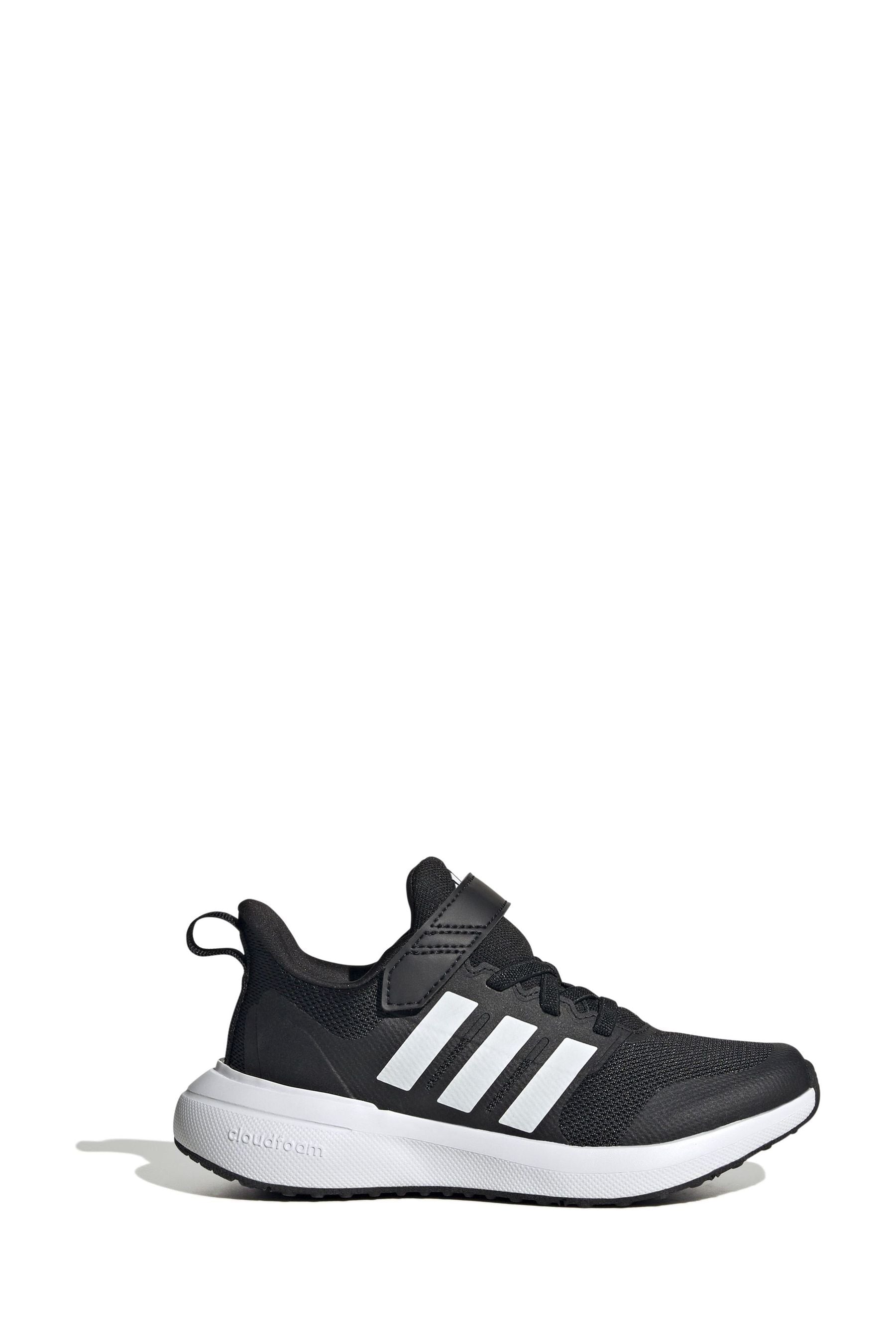 Black/white adidas Kids Sportswear Fortarun 2.0 Cloudfoam Elastic Lace Top Strap Trainers