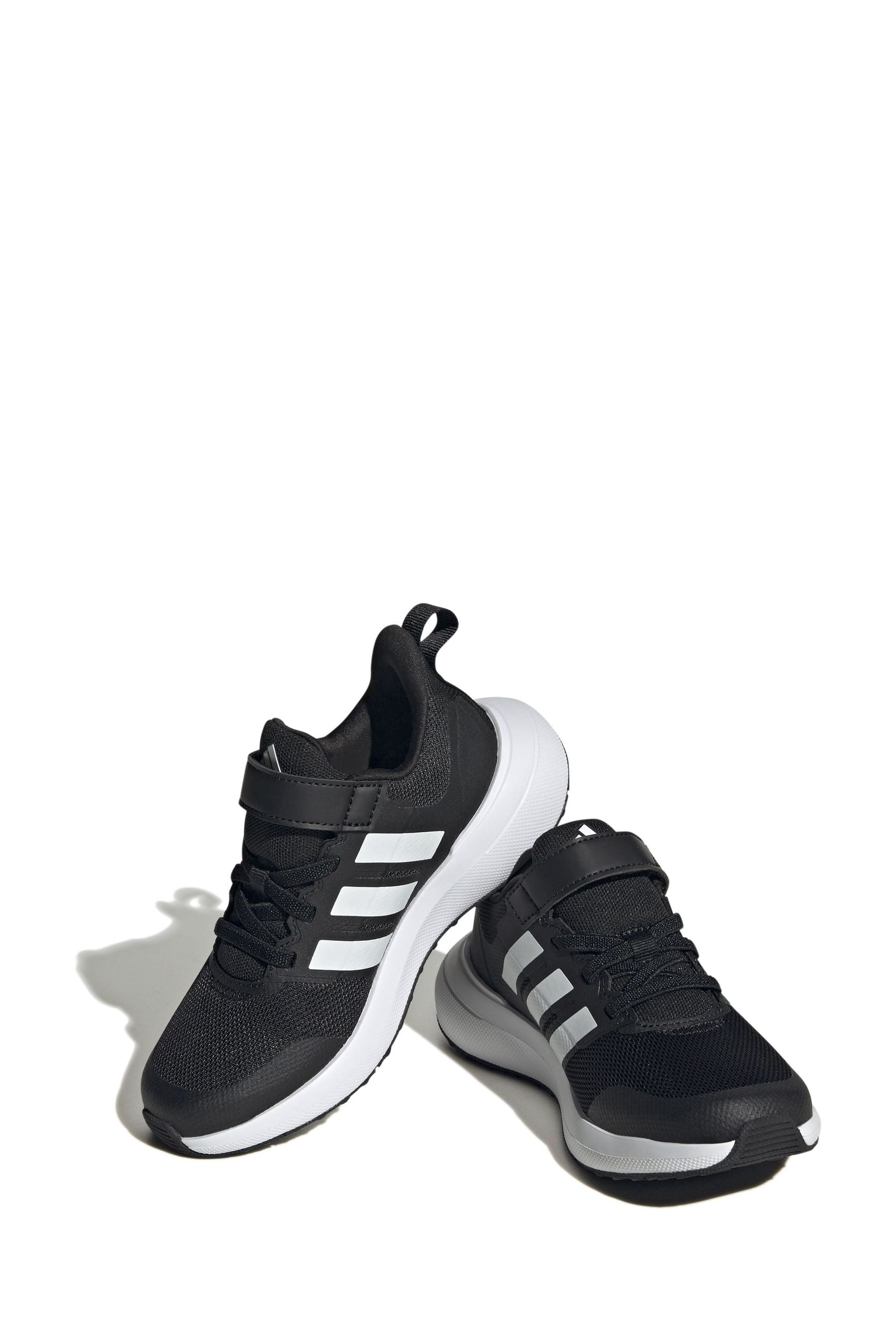 Black/white adidas Kids Sportswear Fortarun 2.0 Cloudfoam Elastic Lace Top Strap Trainers