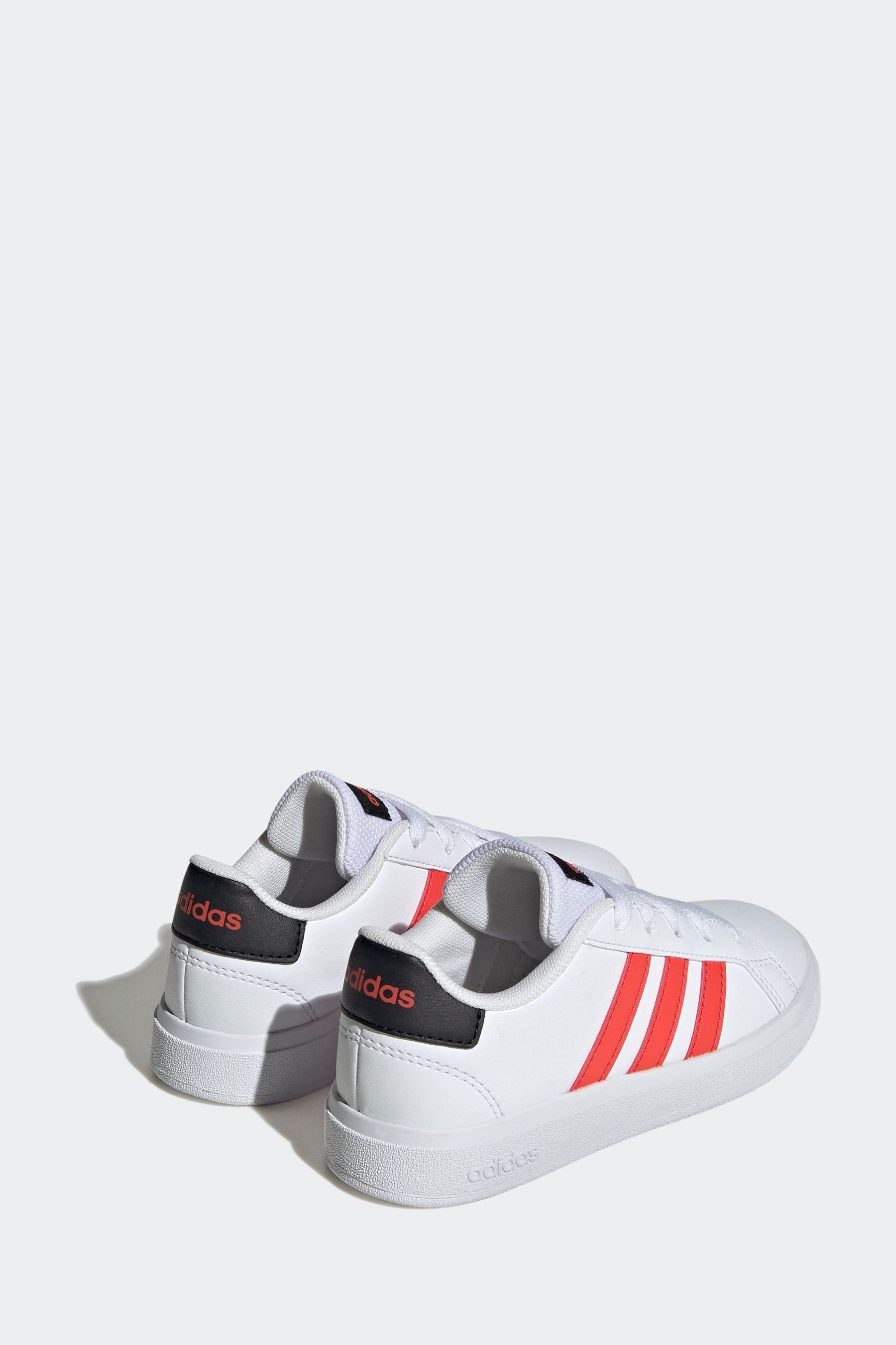 Red/White adidas Kids Sportswear Grand Court Lifestyle Tennis Lace-Up Trainers