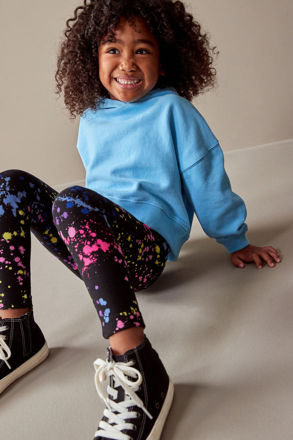 Black/Pink/Blue Splat Printed Leggings (3-16yrs)