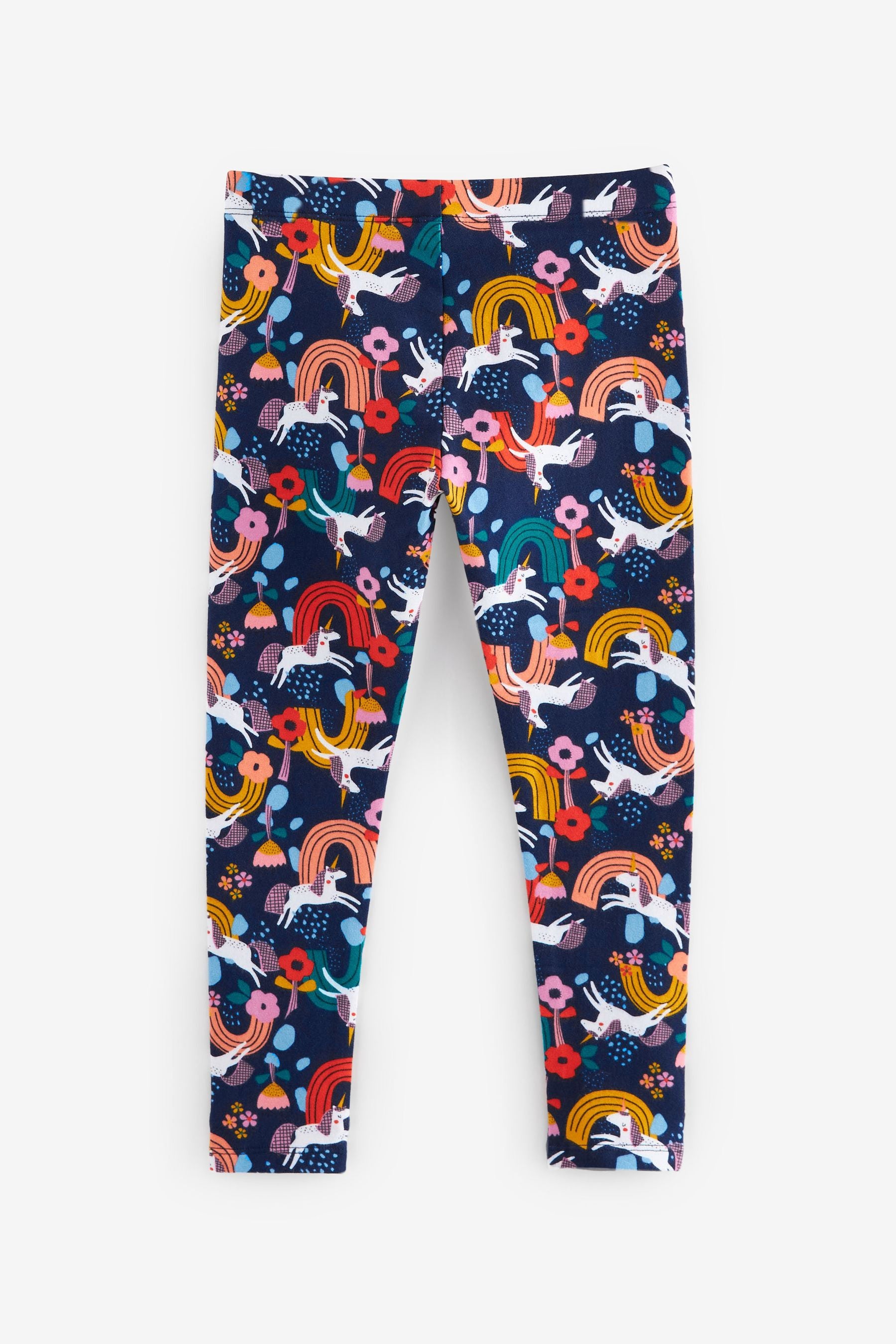 Navy Blue/Pink Rainbow Unicorn Printed Leggings (3-16yrs)