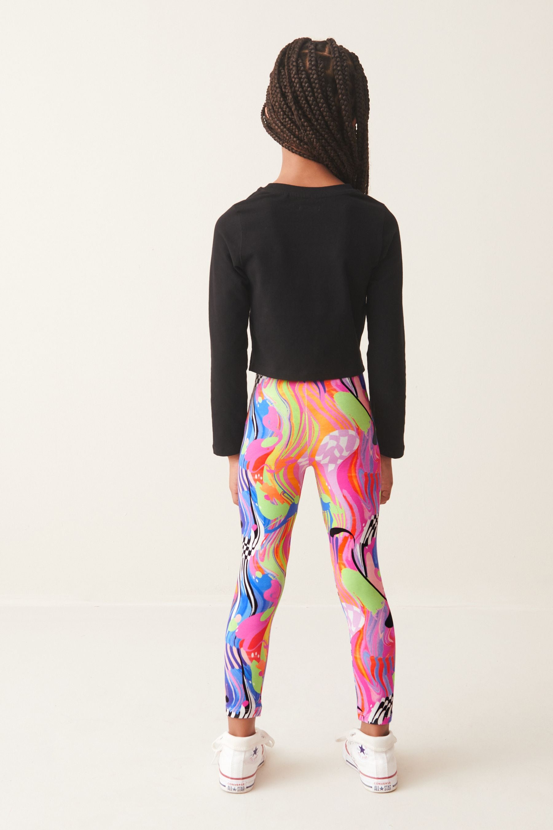 Blue/Pink Bright Digital Paint Drip Printed Leggings (3-16yrs)