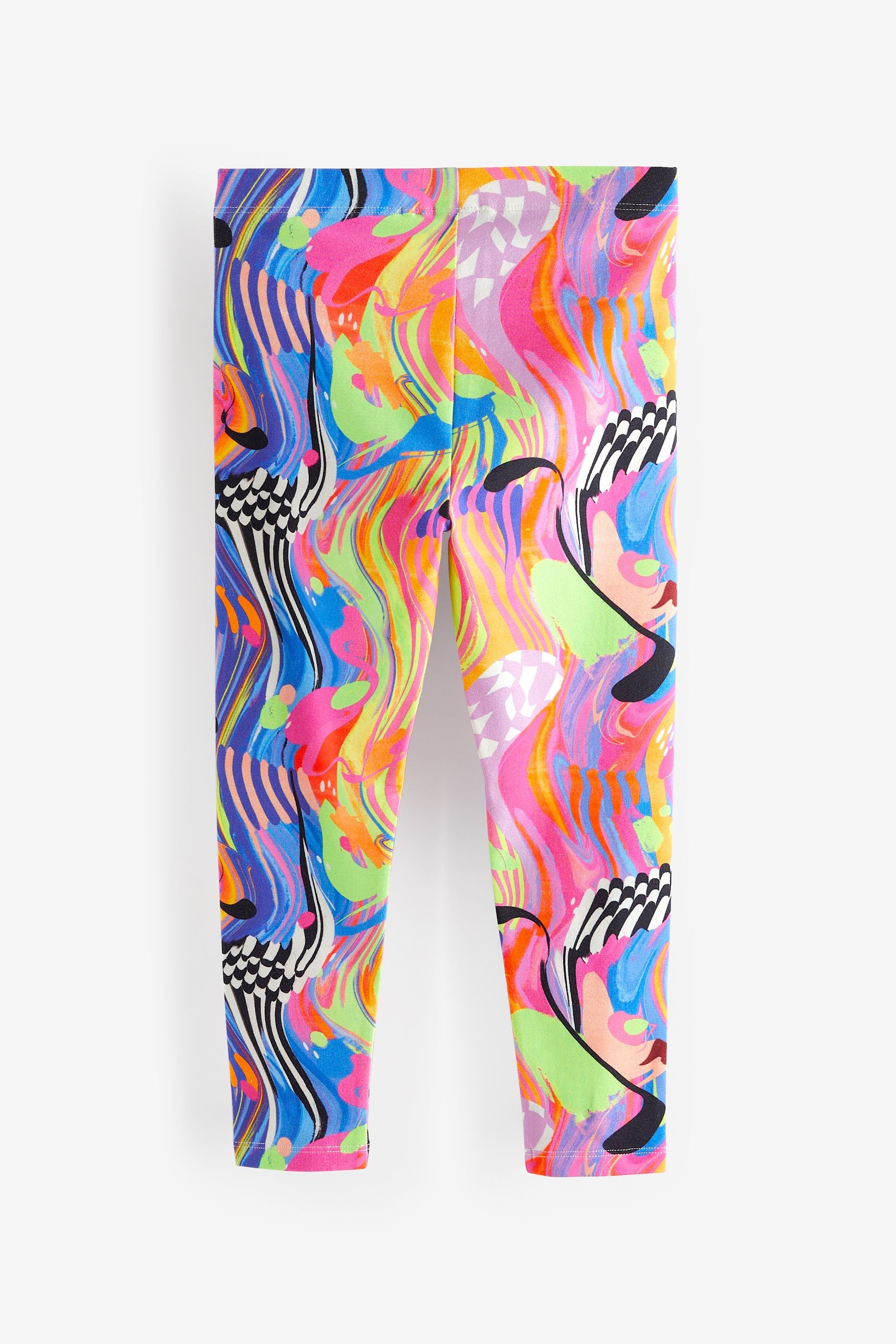 Blue/Pink Bright Digital Paint Drip Printed Leggings (3-16yrs)