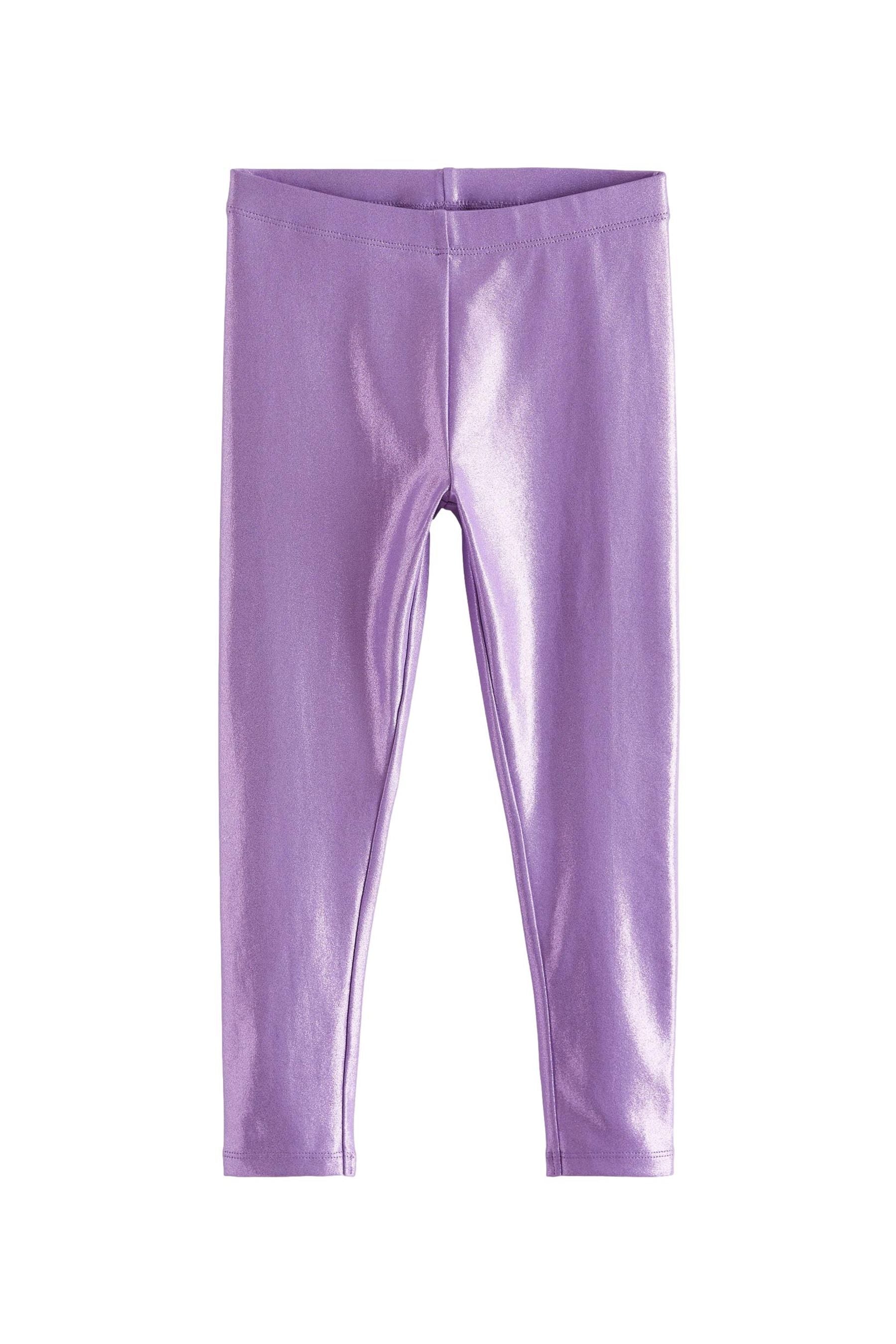 Lilac Purple Metallic Foil Shiny Leggings (3-16yrs)