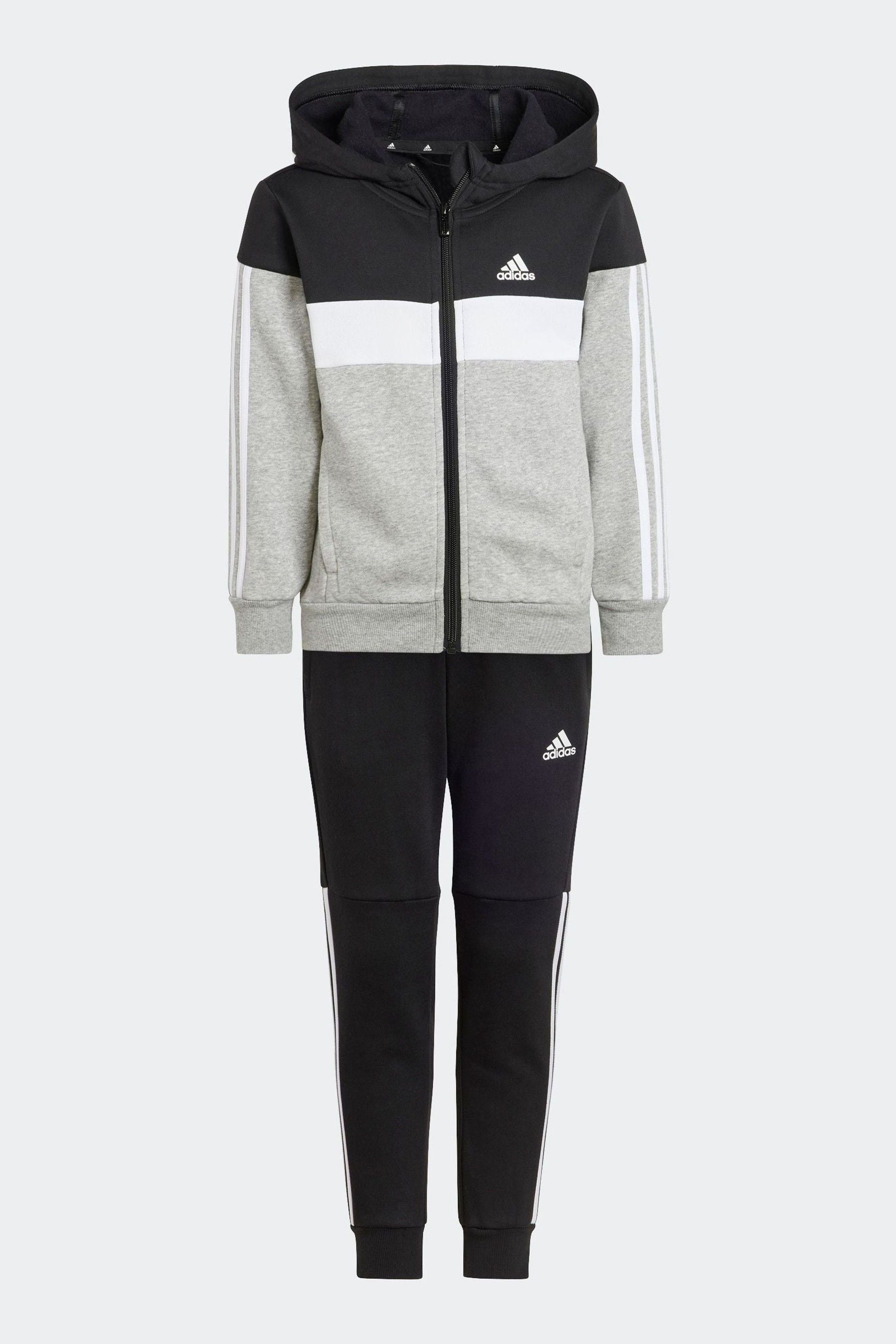 Black adidas Kids Tiberio 3-Stripes Colorblock Fleece Tracksuit