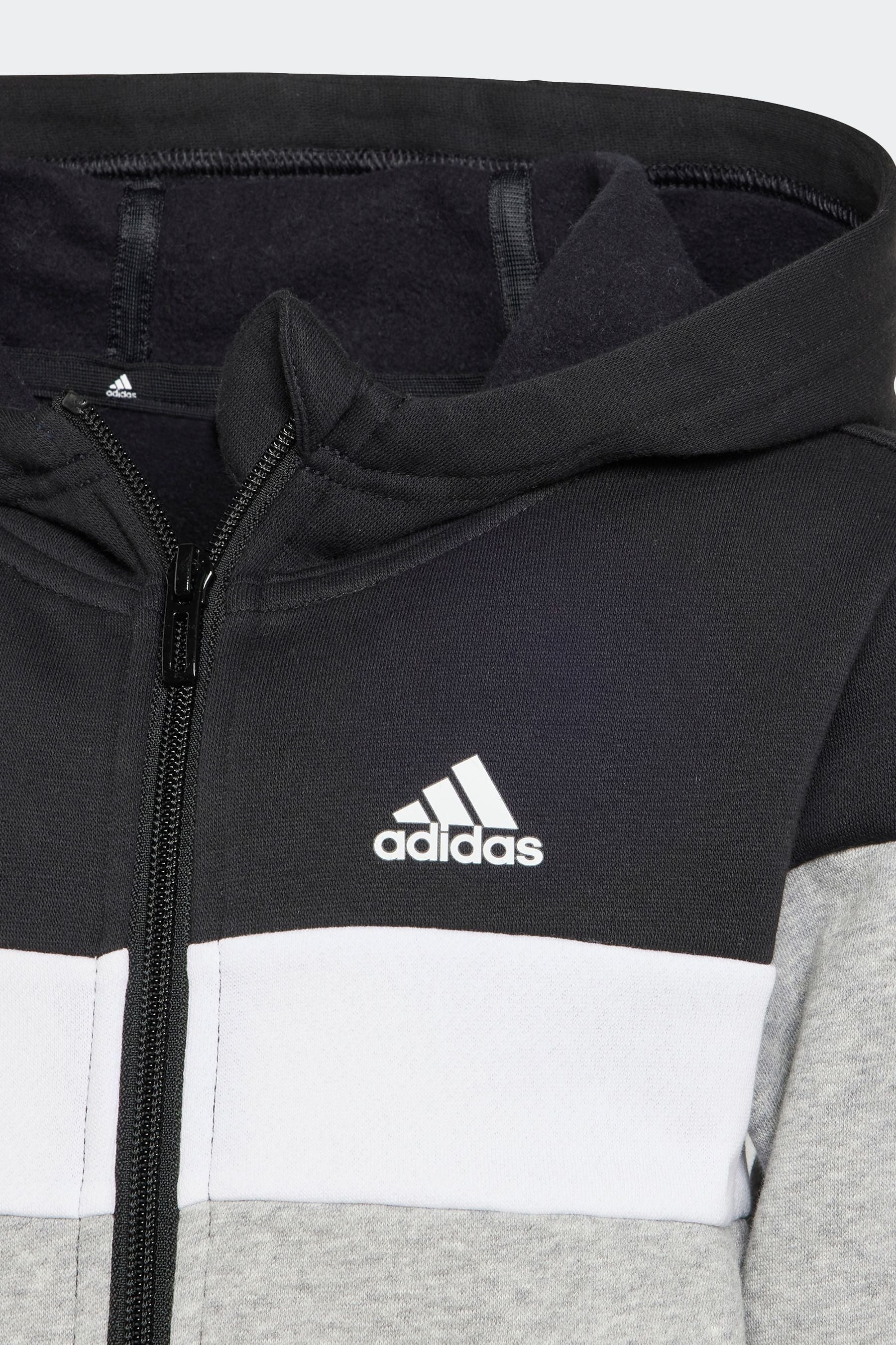 Black adidas Kids Tiberio 3-Stripes Colorblock Fleece Tracksuit