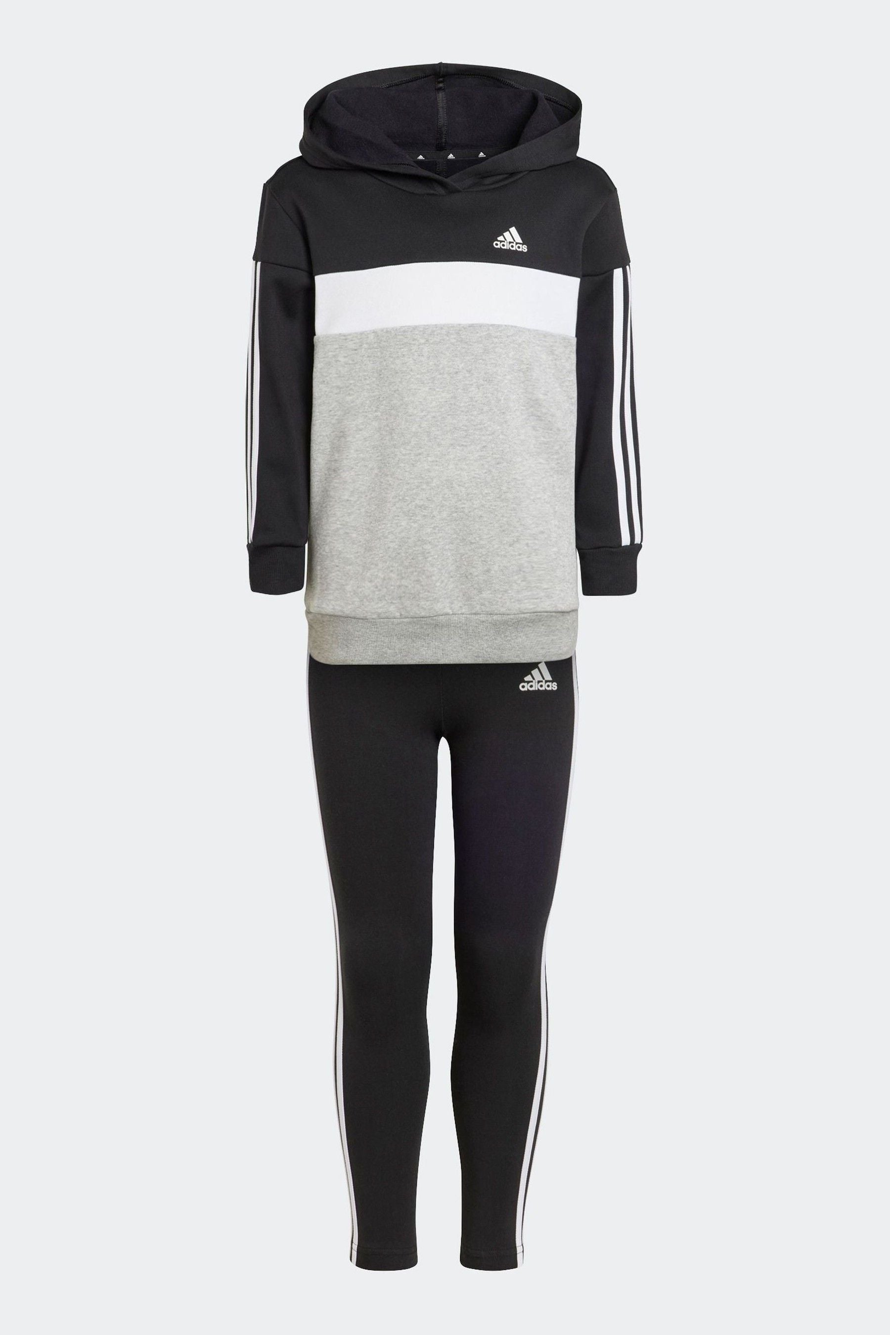 Black adidas Kids Sportswear Tiberio 3-Stripes Colorblock Fleece Leggings Set