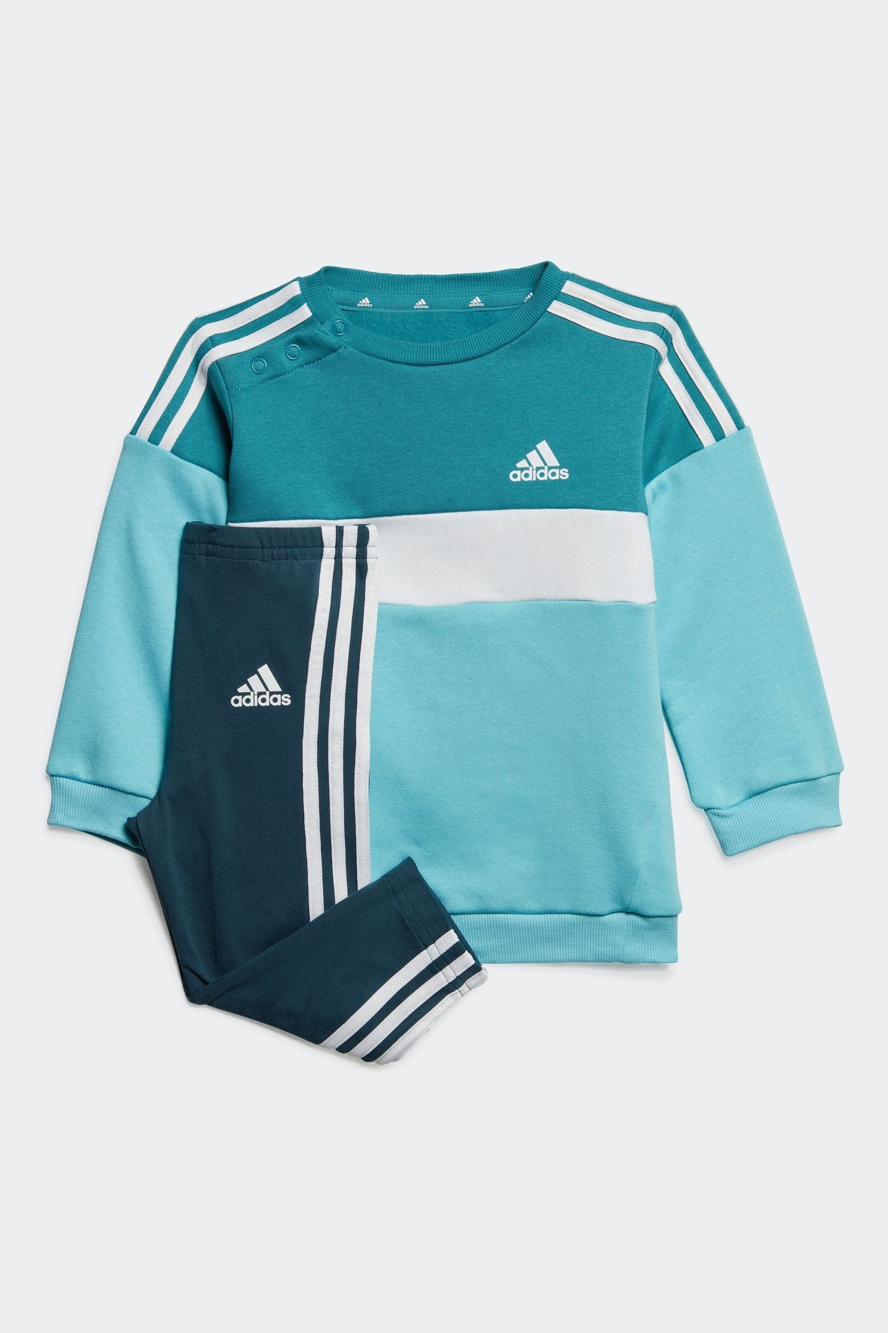 Blue adidas Kids Sportswear Tiberio 3-Stripes Colourblock Tracksuit Set