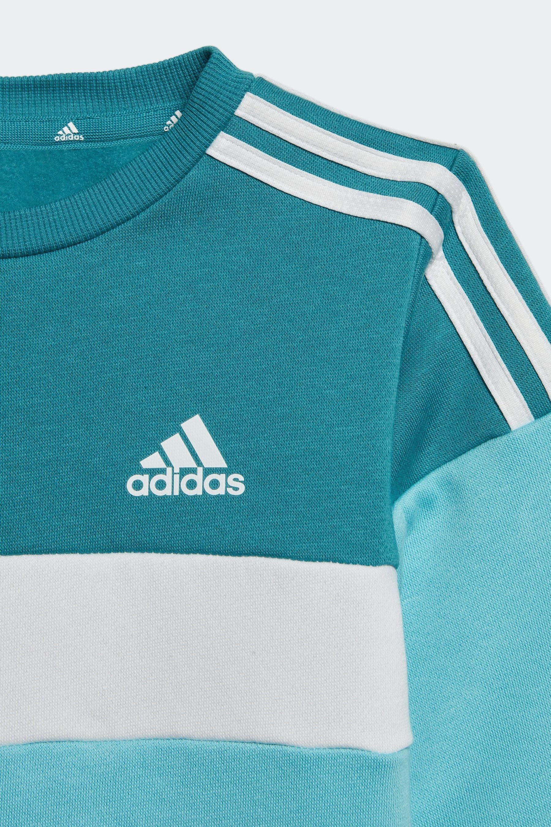 Blue adidas Kids Sportswear Tiberio 3-Stripes Colourblock Tracksuit Set