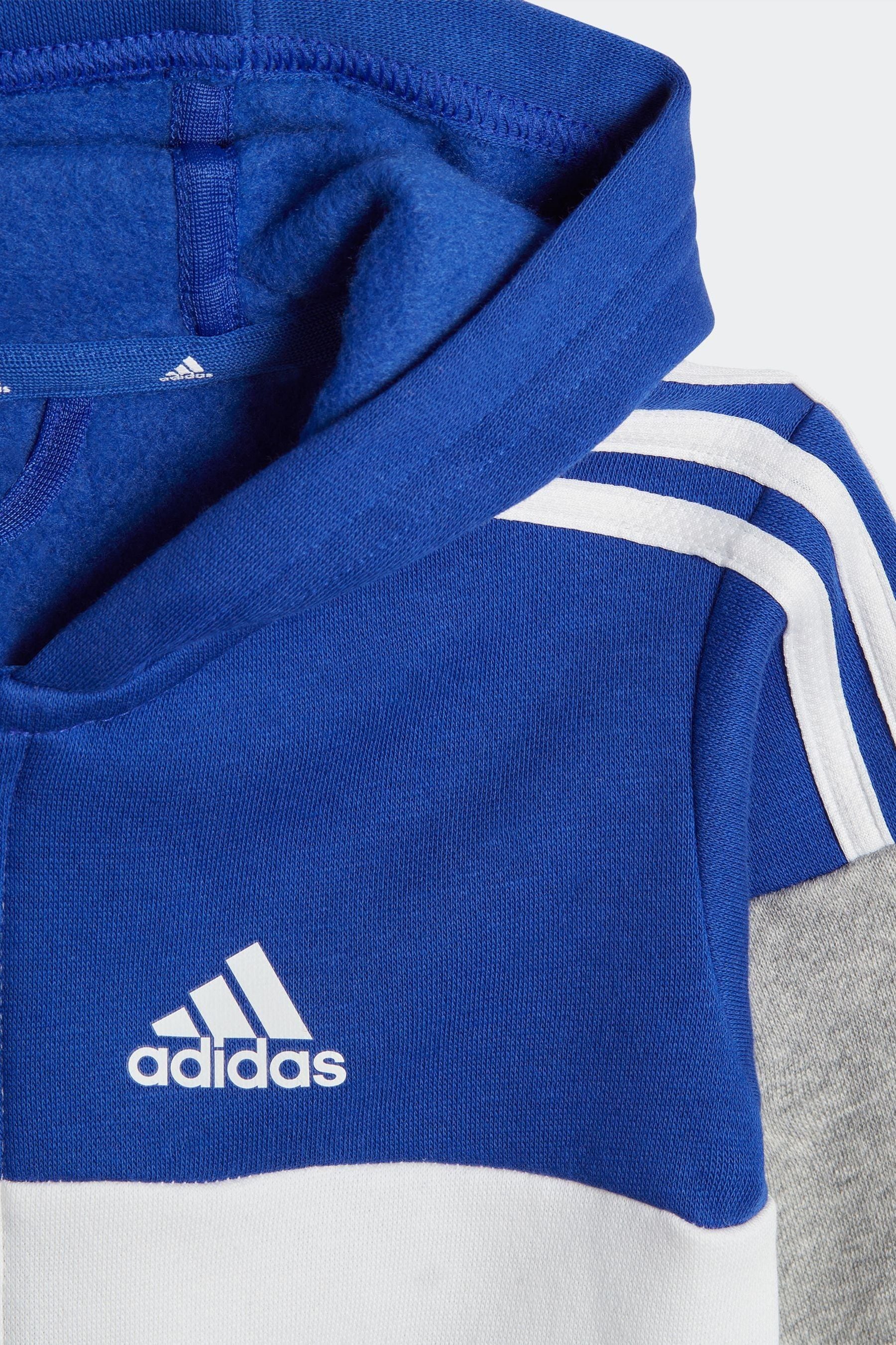 Blue/Grey adidas Kids Tiberio 3-Stripes Colorblock Fleece Tracksuit