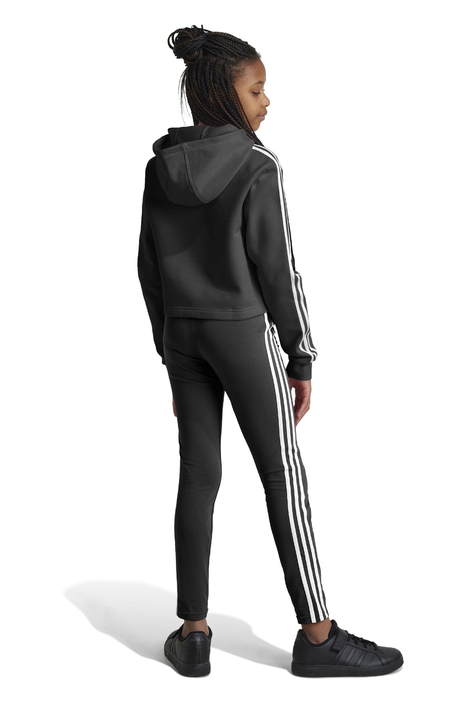 adidas Black Kids Sportswear Tiberio 3-Stripes Colorblock Fleece Leggings Set