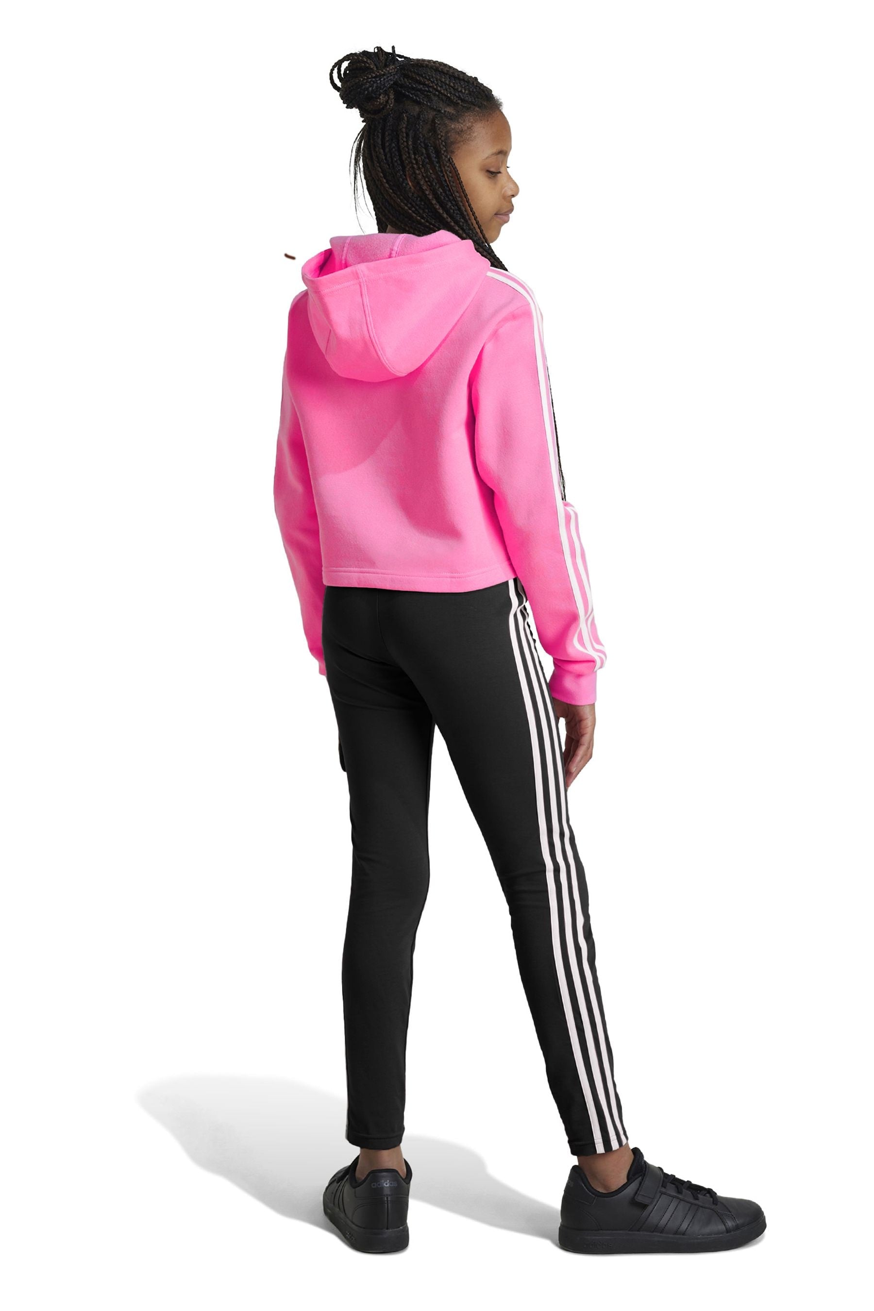 adidas Pink/Black Kids Sportswear Tiberio 3-Stripes Colorblock Fleece Leggings Set