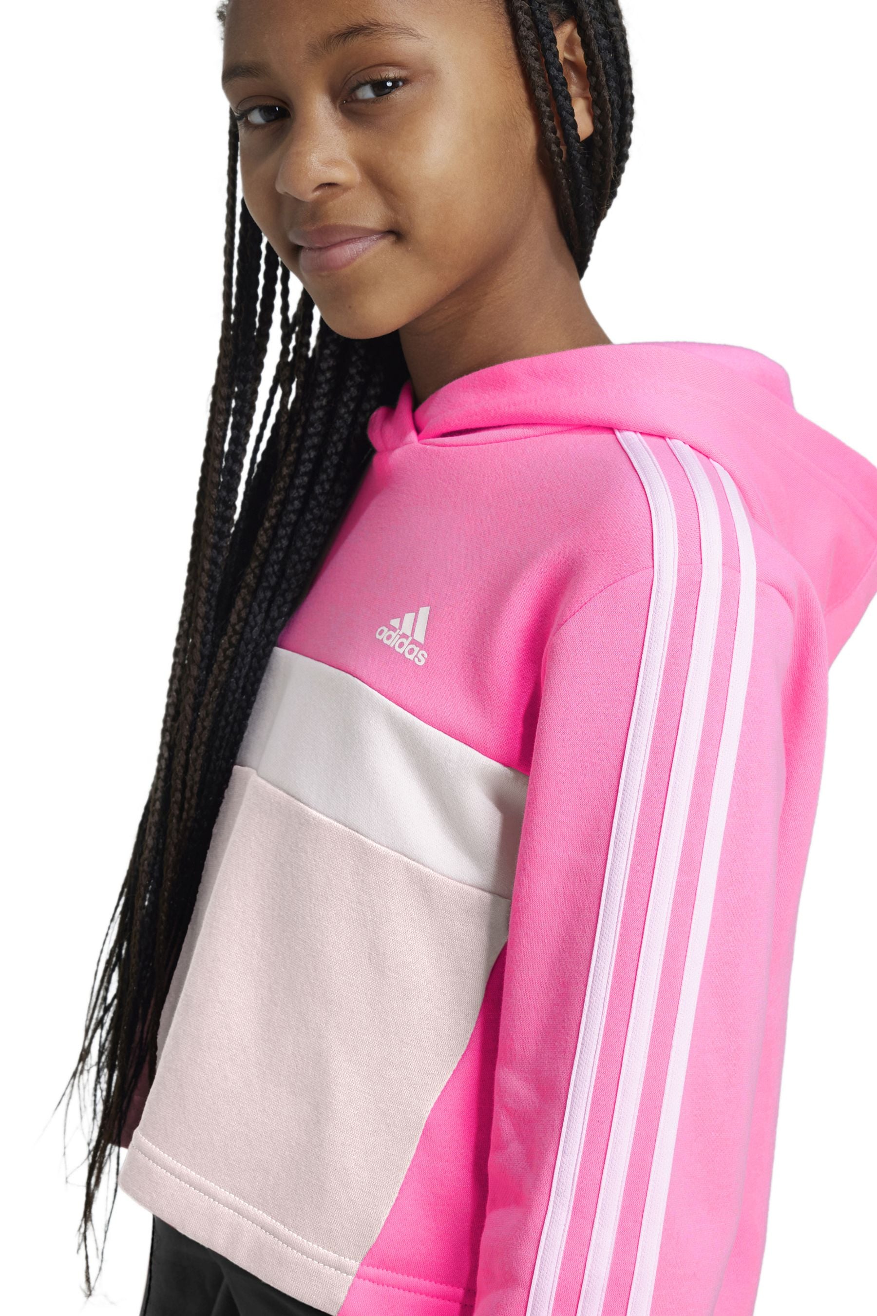 adidas Pink/Black Kids Sportswear Tiberio 3-Stripes Colorblock Fleece Leggings Set