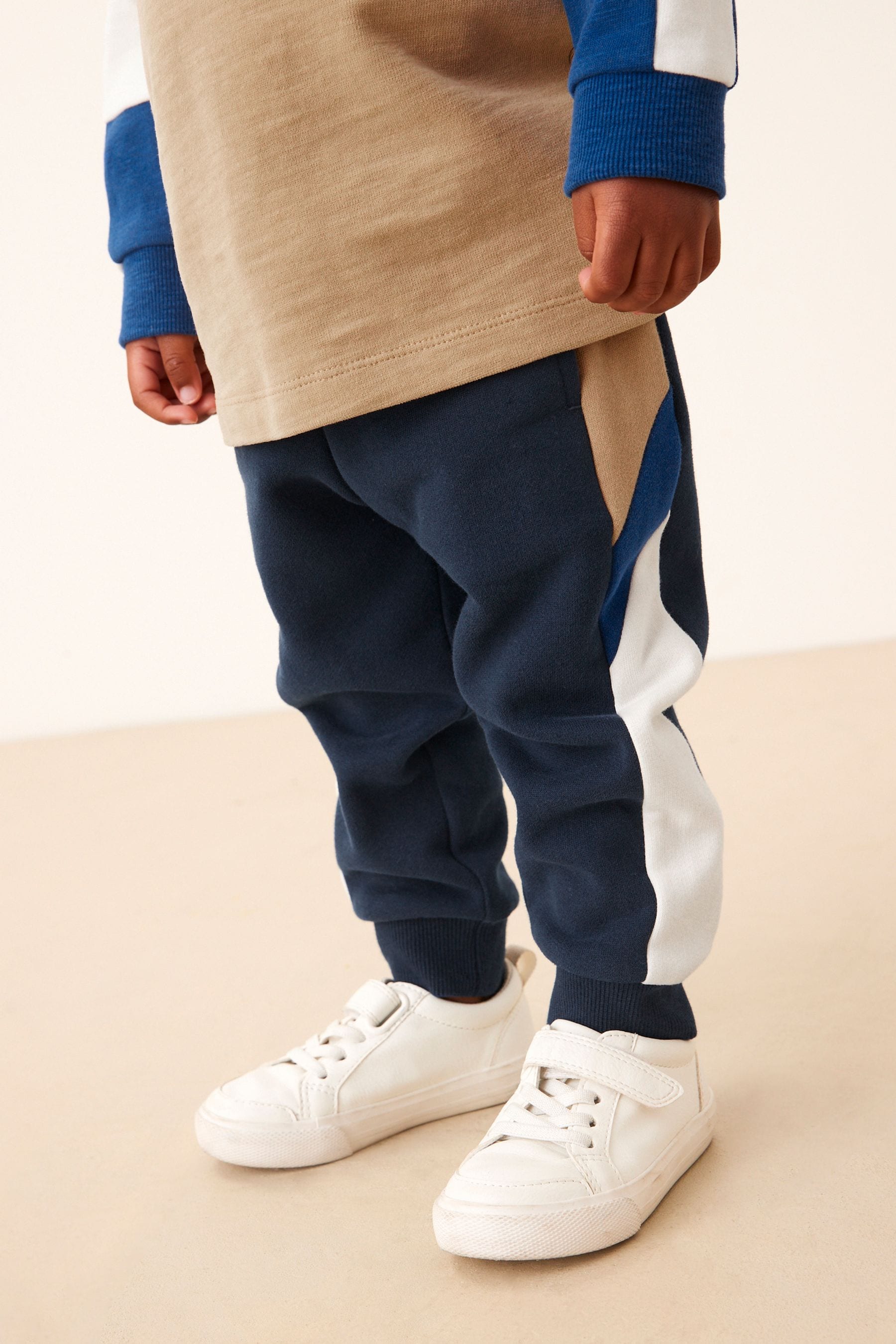 Cobalt Blue 100% Cotton Long Sleeve Cosy Colourblock T-Shirt and Joggers Set (3mths-7yrs)