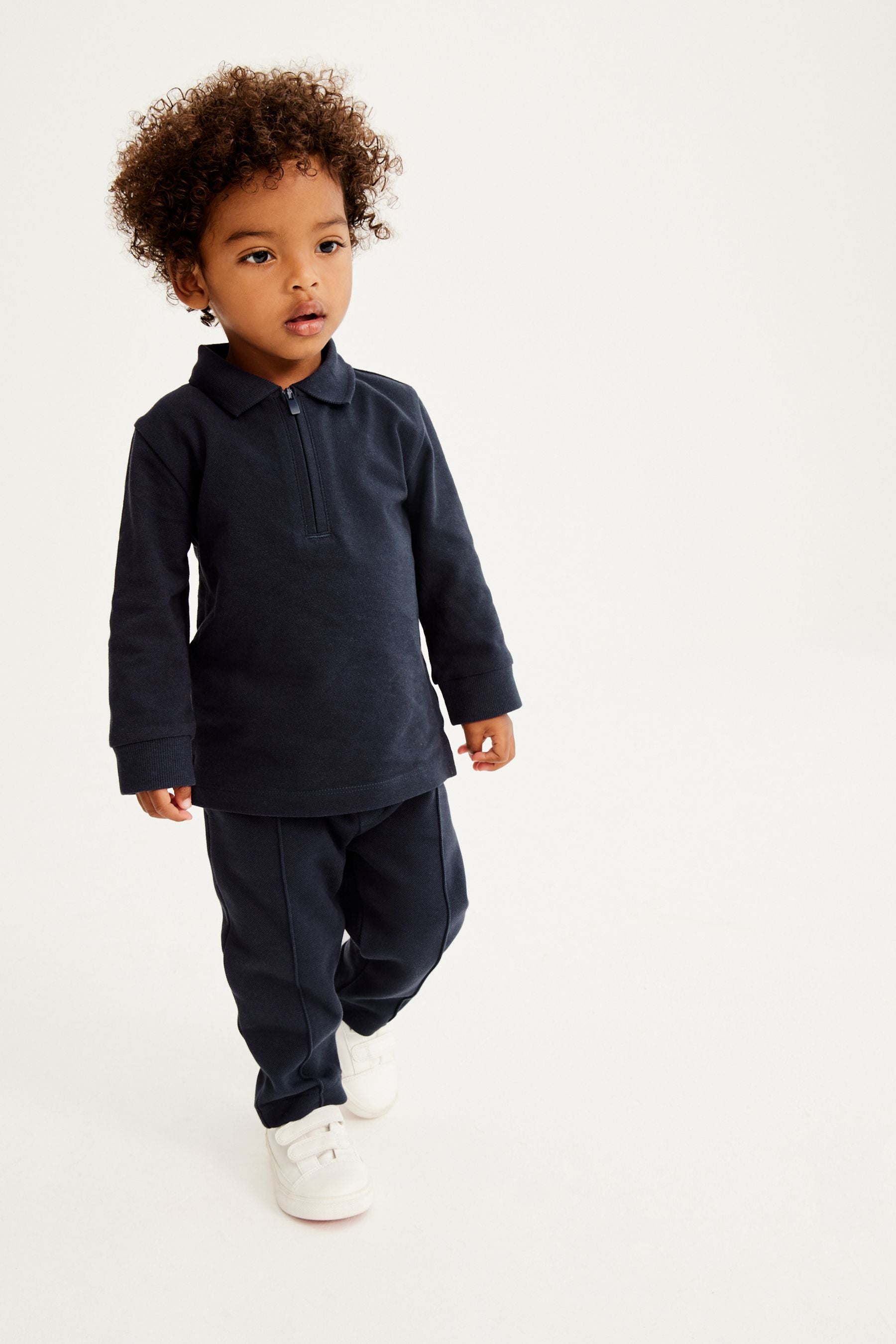 Navy Long Sleeve Pique Polo And Joggers Set (3mths-7yrs)