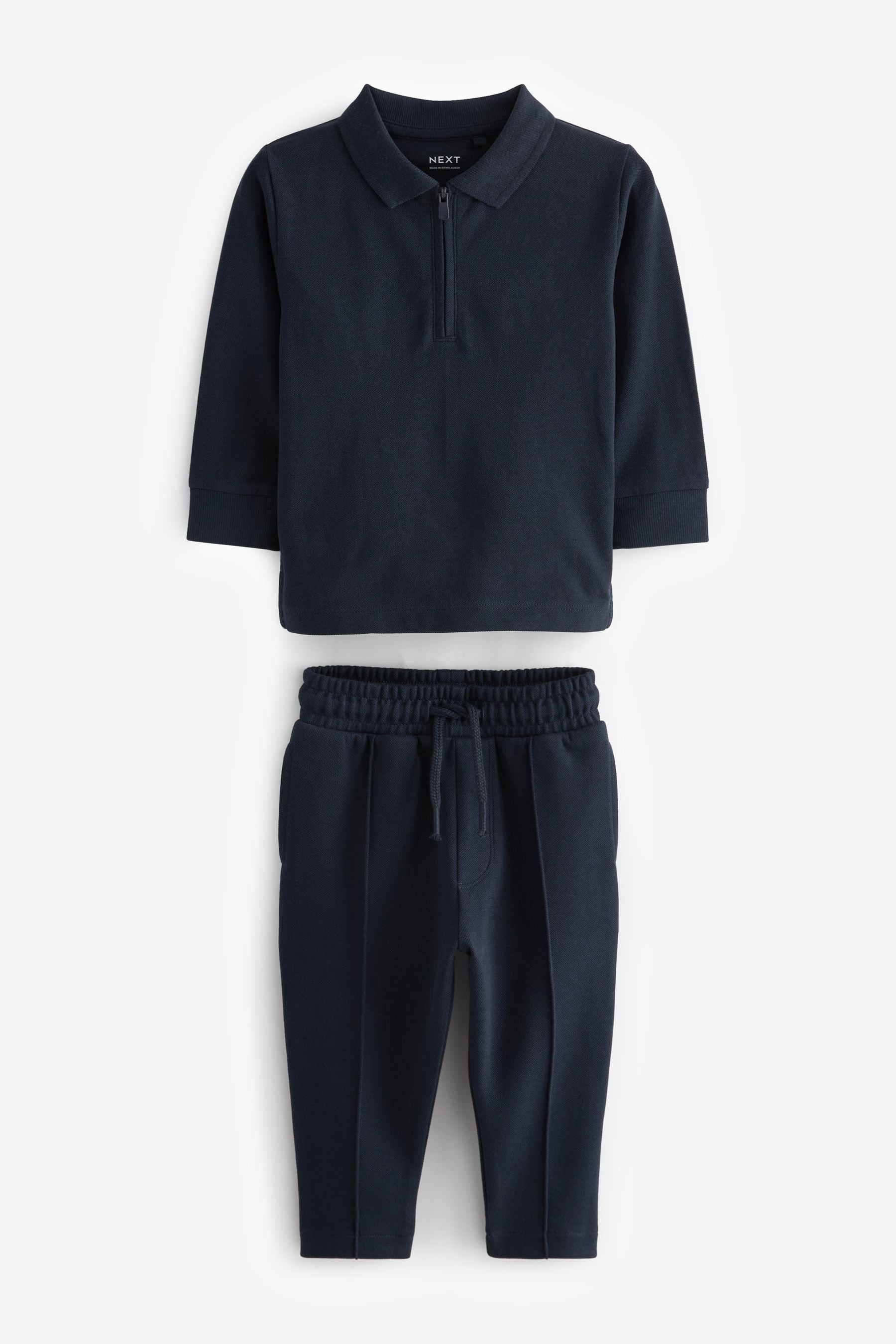 Navy Long Sleeve Pique Polo And Joggers Set (3mths-7yrs)