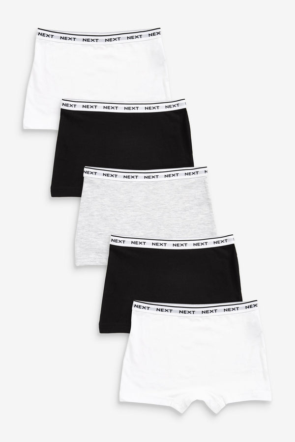 Black/Grey/White Sparkle Short Briefs 5 Pack (2-16yrs)