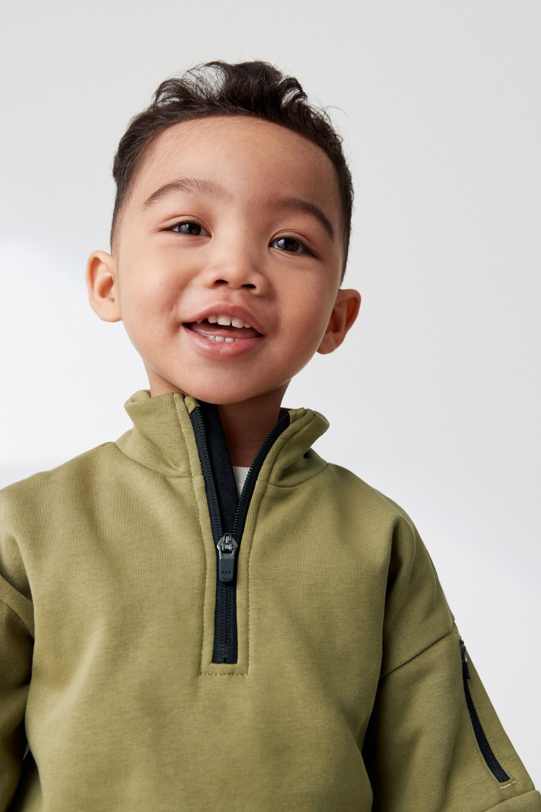 Khaki Green/black Funnel Neck Sweatshirt and Jogger Set (3mths-7yrs)