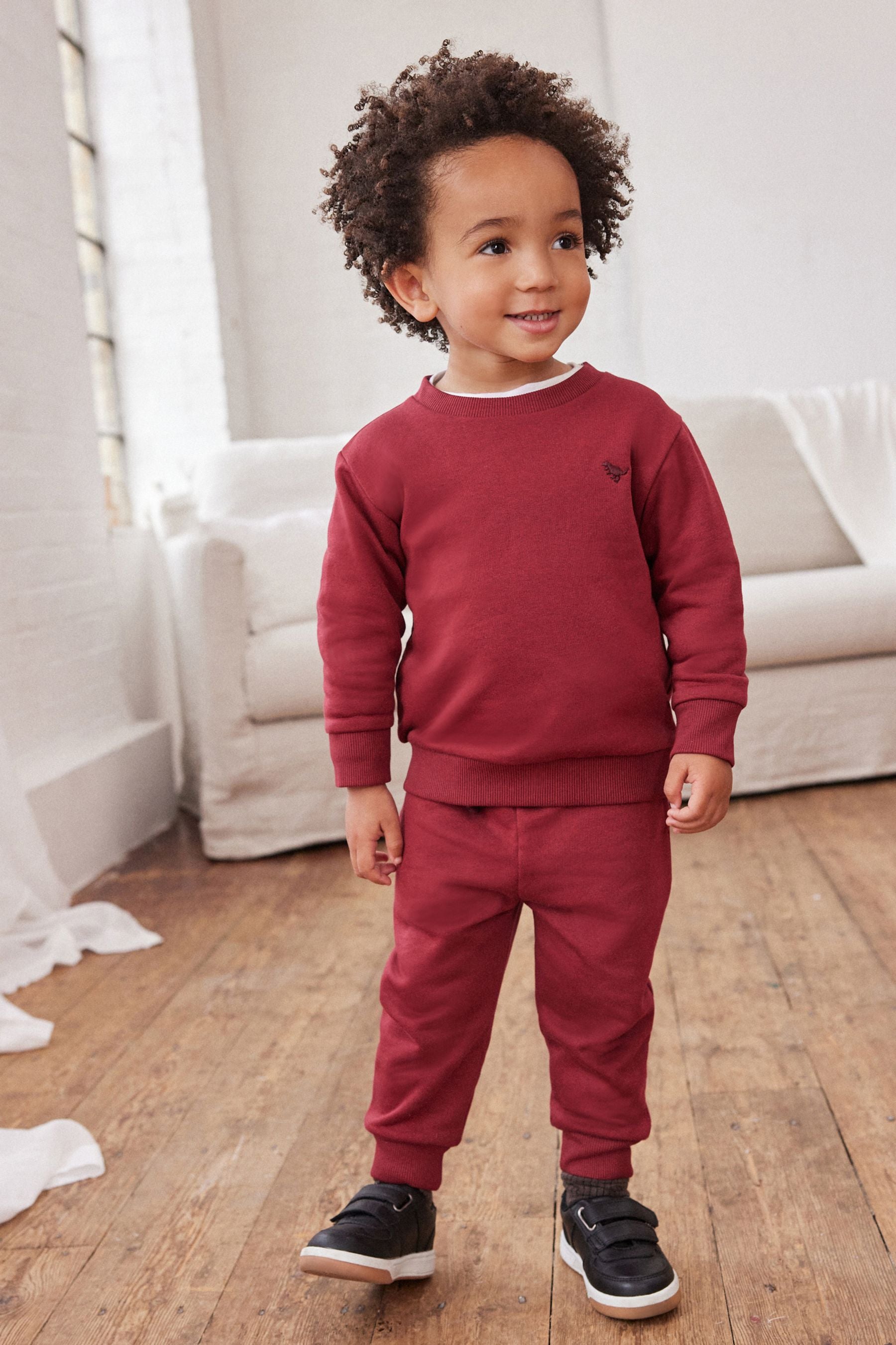 Berry Red Jersey Sweatshirt And Joggers Set (3mths-7yrs)