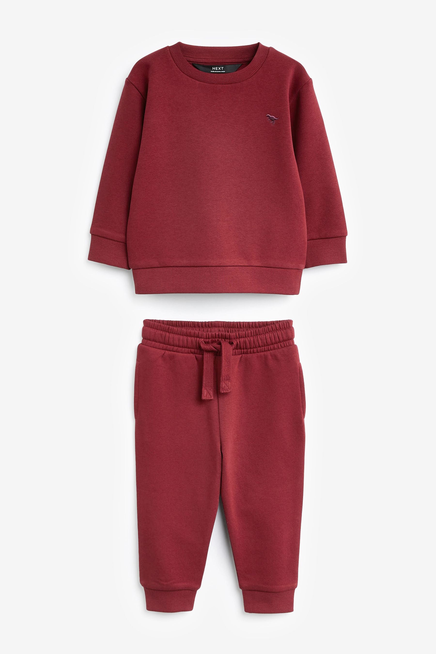 Berry Red Jersey Sweatshirt And Joggers Set (3mths-7yrs)