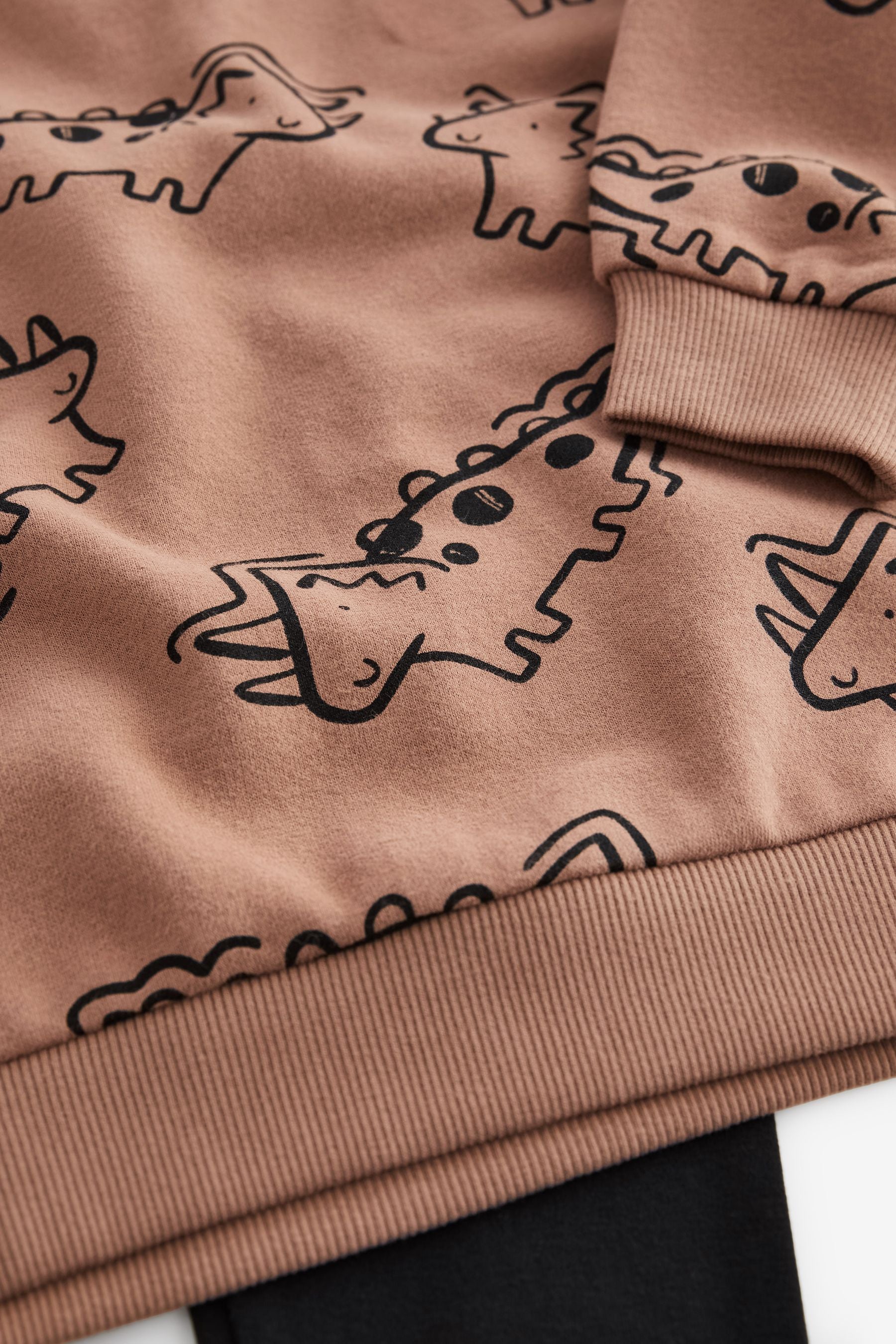 Tan Brown Dino Print Character Sweatshirt and Legging Set (3mths-7yrs)